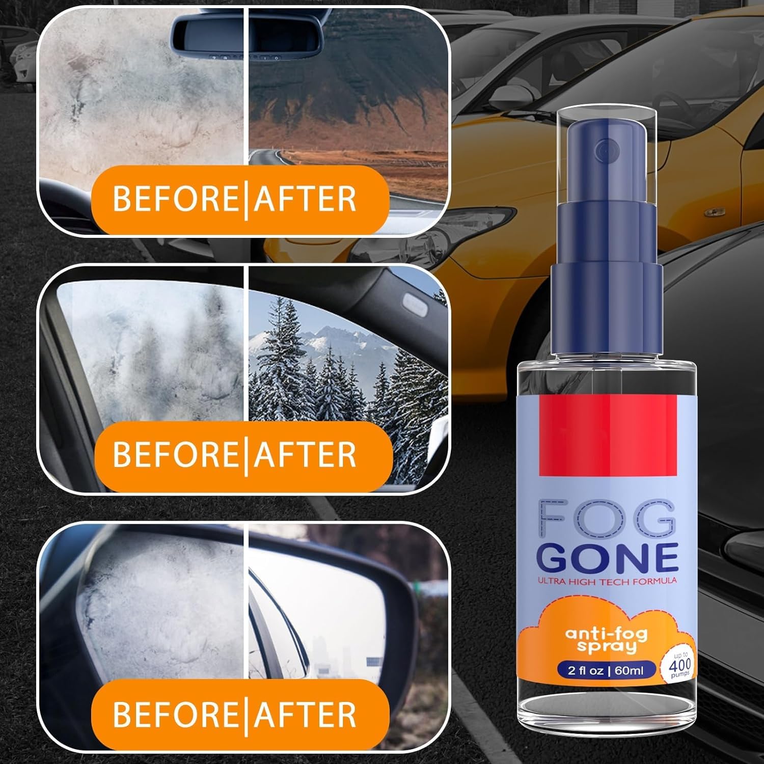 Spray anti-buée et renforcement du verre, spray anti-buée pour pare-brise de voiture, spray anti-buée pour lunettes de natation (3 pièces)