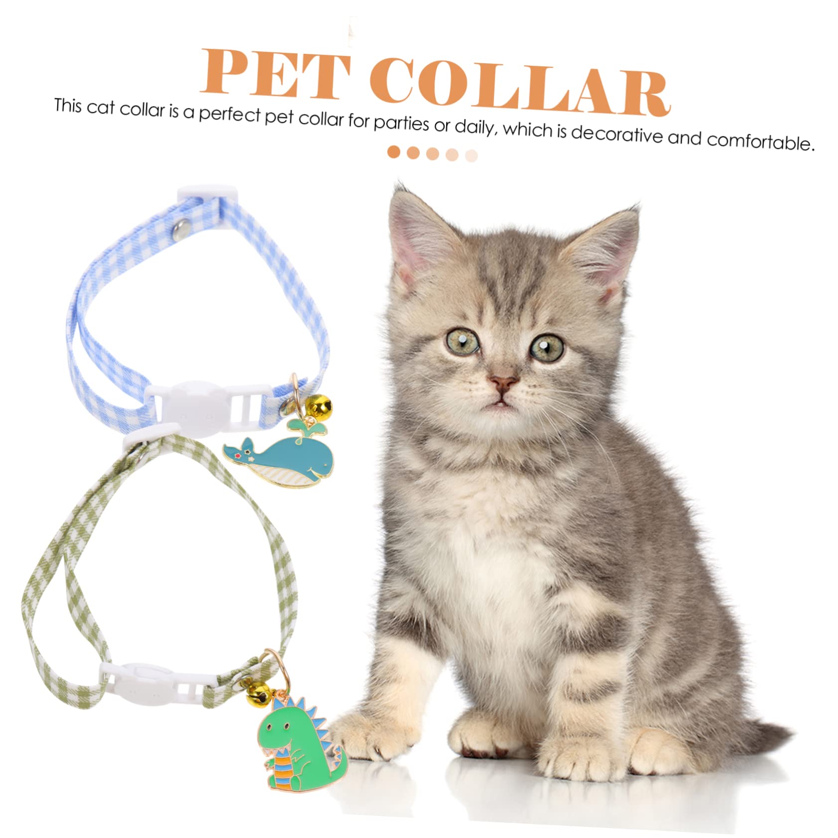 Kisangel 10pièces Collier pour Chat Doux avec Pendentif Décoratif De Motif Whale Motif Dinosaur pour Chats Et Chiens De Petite
