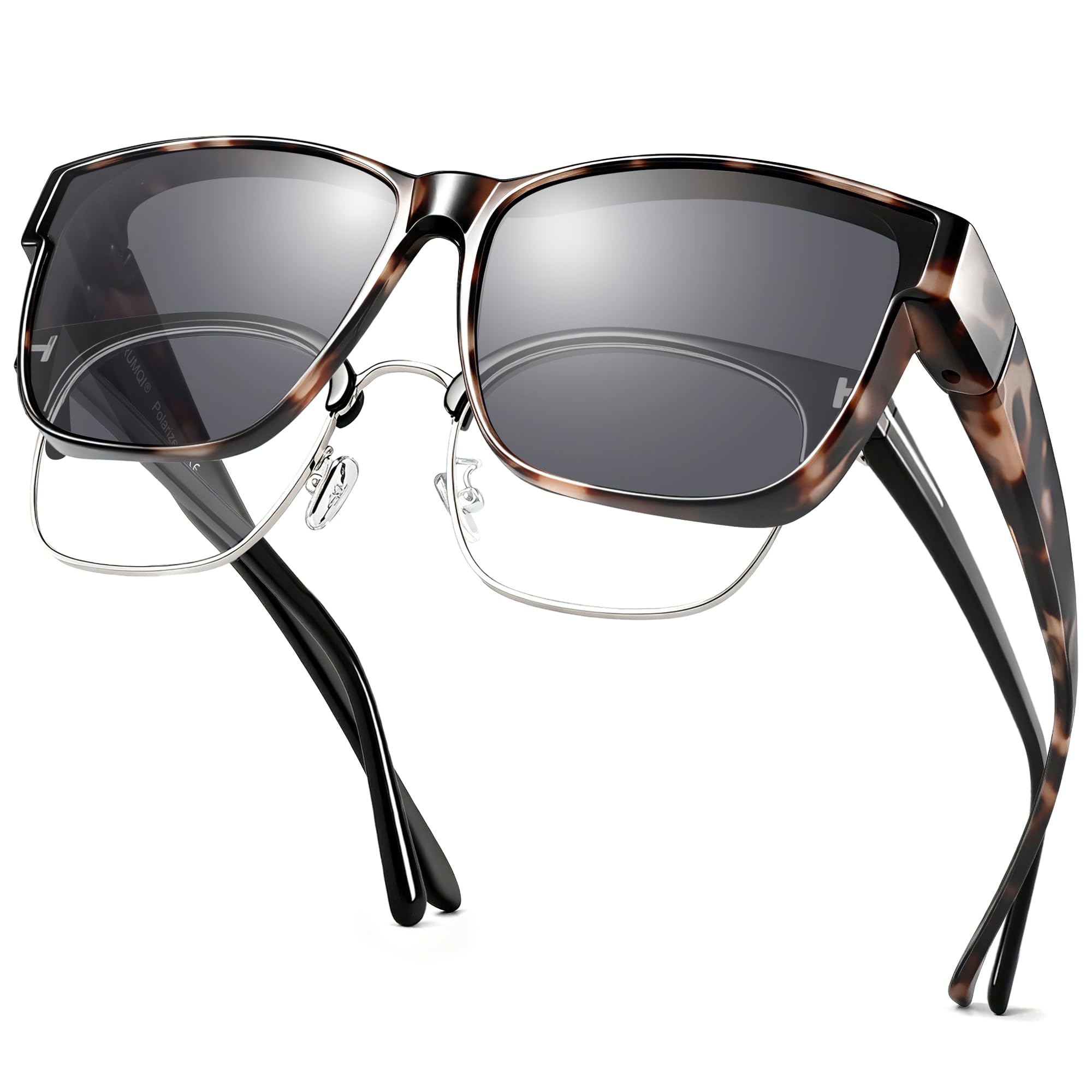 URUMQI Überzieh Sonnenbrille für Herren Damen | Polarisiert TR90 Rahmen Sonnenbrille UV-Schutz Überbrille für Fahren
