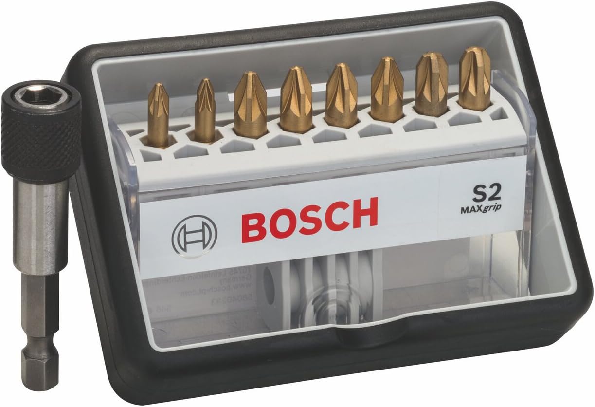 Bosch 2607002575 Maxgrip Screwdriver Bits Plus Holder, Pz, 25mm Length