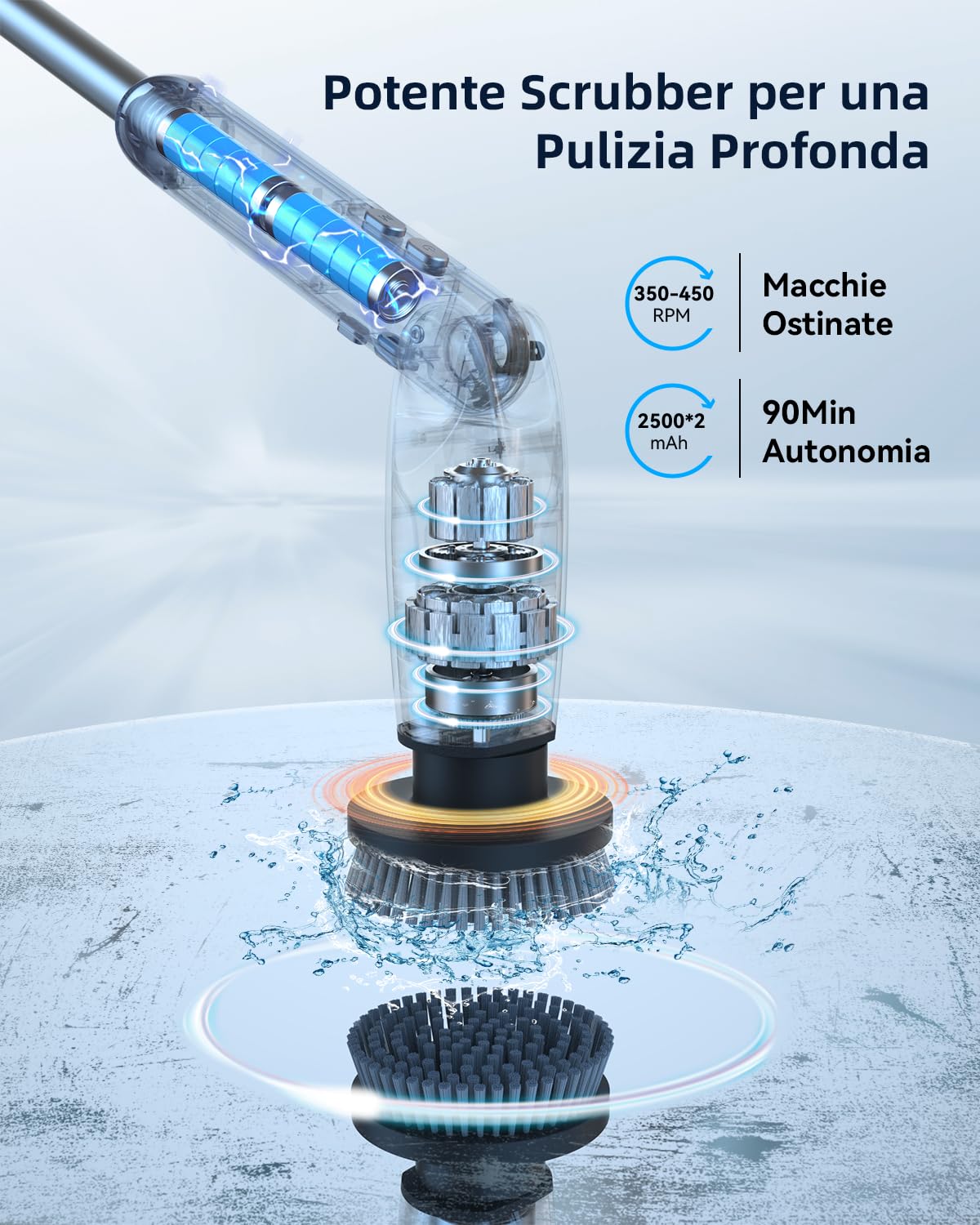 Leebein Spazzola di pulizia elettrica, 2026 Nuovo Spin Scrubber con 8 testine sostituibili, manico di prolunga regolabile e 2 velocità di rotazione per bagno/cucina/auto