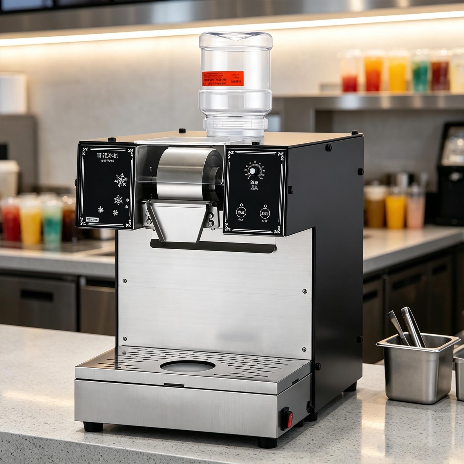 FRANREADER Durable Crushed Ice Maker 180kg/Day Heavy Duty Output, Quick Freezing Copper Tube, 0-100 Adjustable Knob & One-Key Auto Clean. Commercial Shaved Ice Machine for Catering and Banquet Halls.