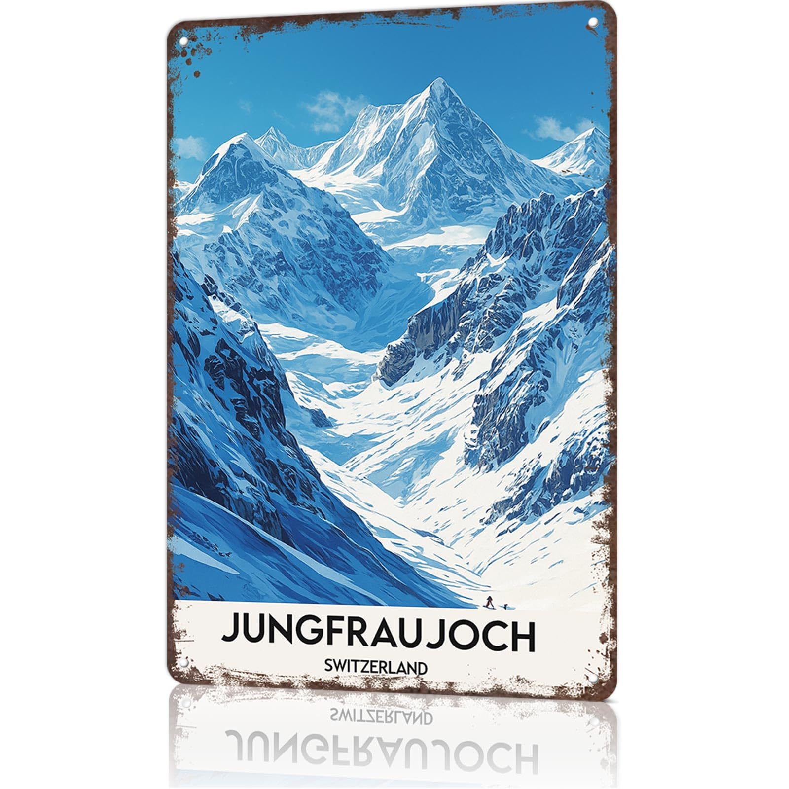 KWQDOZF Funny Signs Posters Jungfraujoch, Switzerland Wall Art Sign for Bedroom Dorm Home Garage Bar Decor 8X12inch