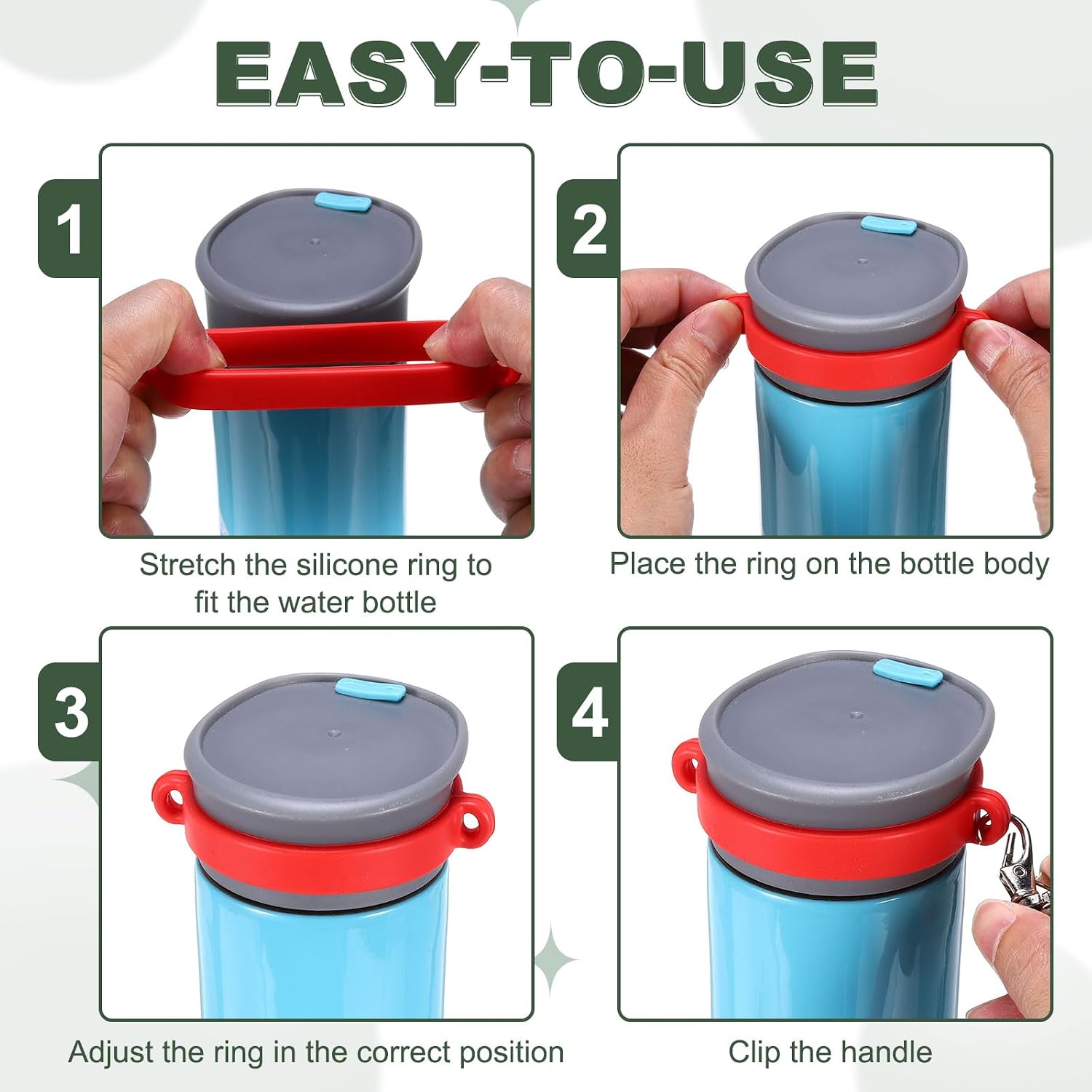 Silicone Water Bottle Handle, Water Bottle Handle Strap Universal Carrier Strap image 4