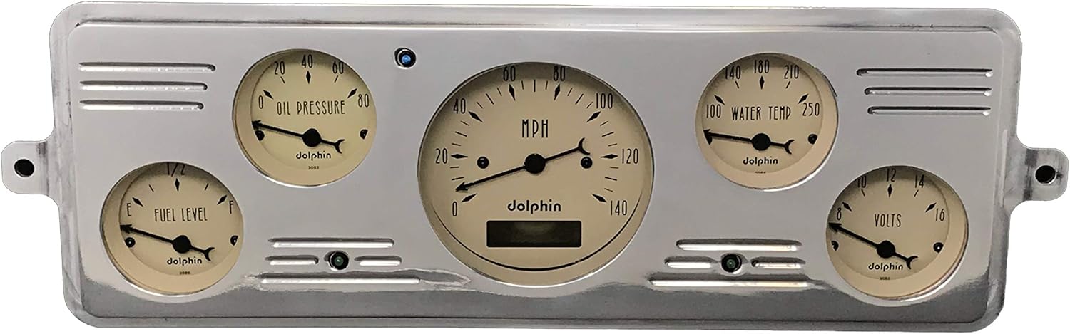 Dolphin Gauges 1939 Chevy Car 5 Gauge Dash Cluster Rear Mount Panel Programmable Tan
