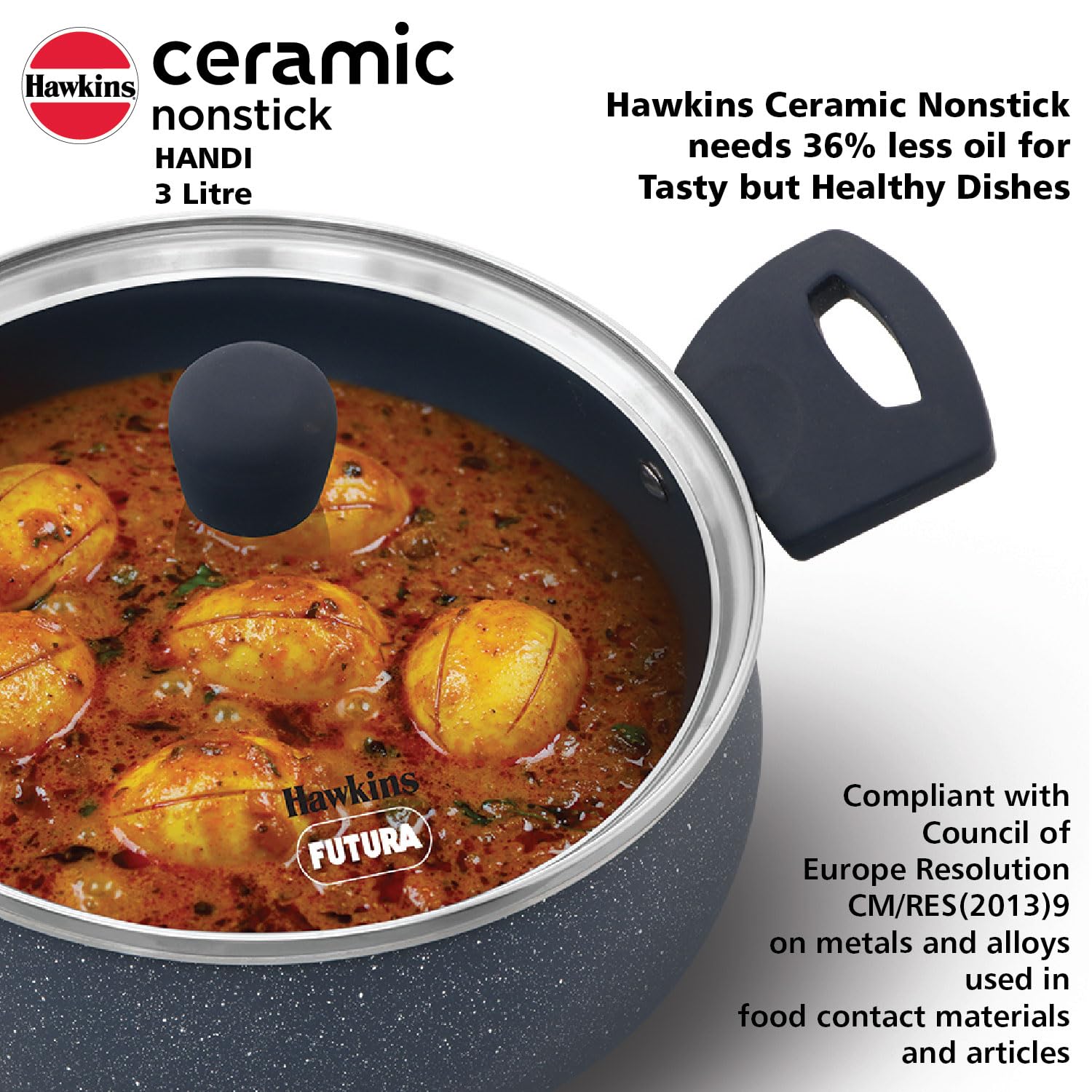 Hawkins Ceramic Handi - Nonstick & Healthy Cooking -2