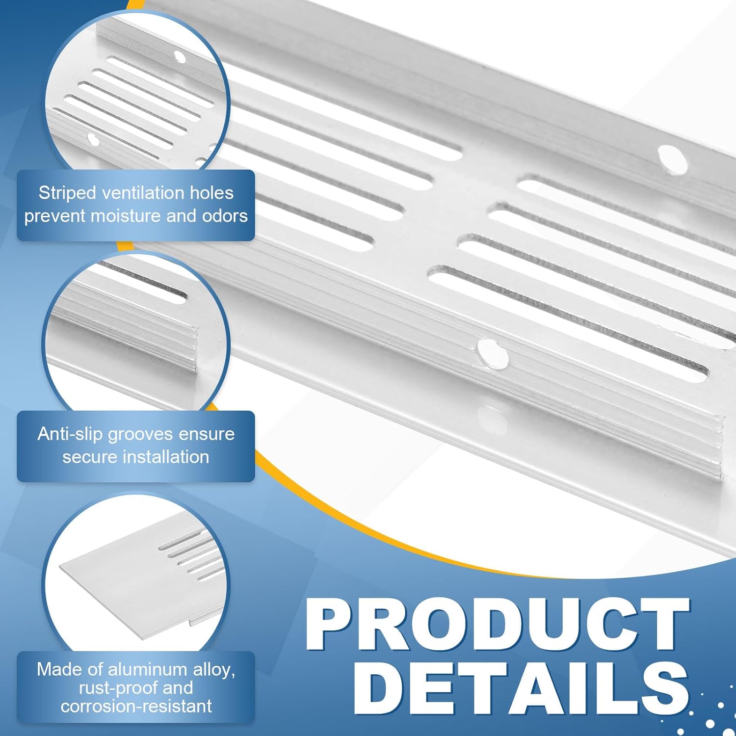 18 x 2Inch Door Air Vent Cover, 2Set Heavy Duty Aluminum Two Sided Grille Ventilation Cover Louvered with 4 Mounting Screws for Cabinet Wardrobe Door, White