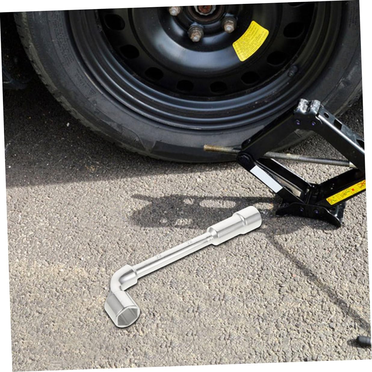 L-shaped 21mm Socket Spanner Wrench Tire Valve Tool Tire Changer Tool for Car and Motorcycle Repair Wheel Alignment