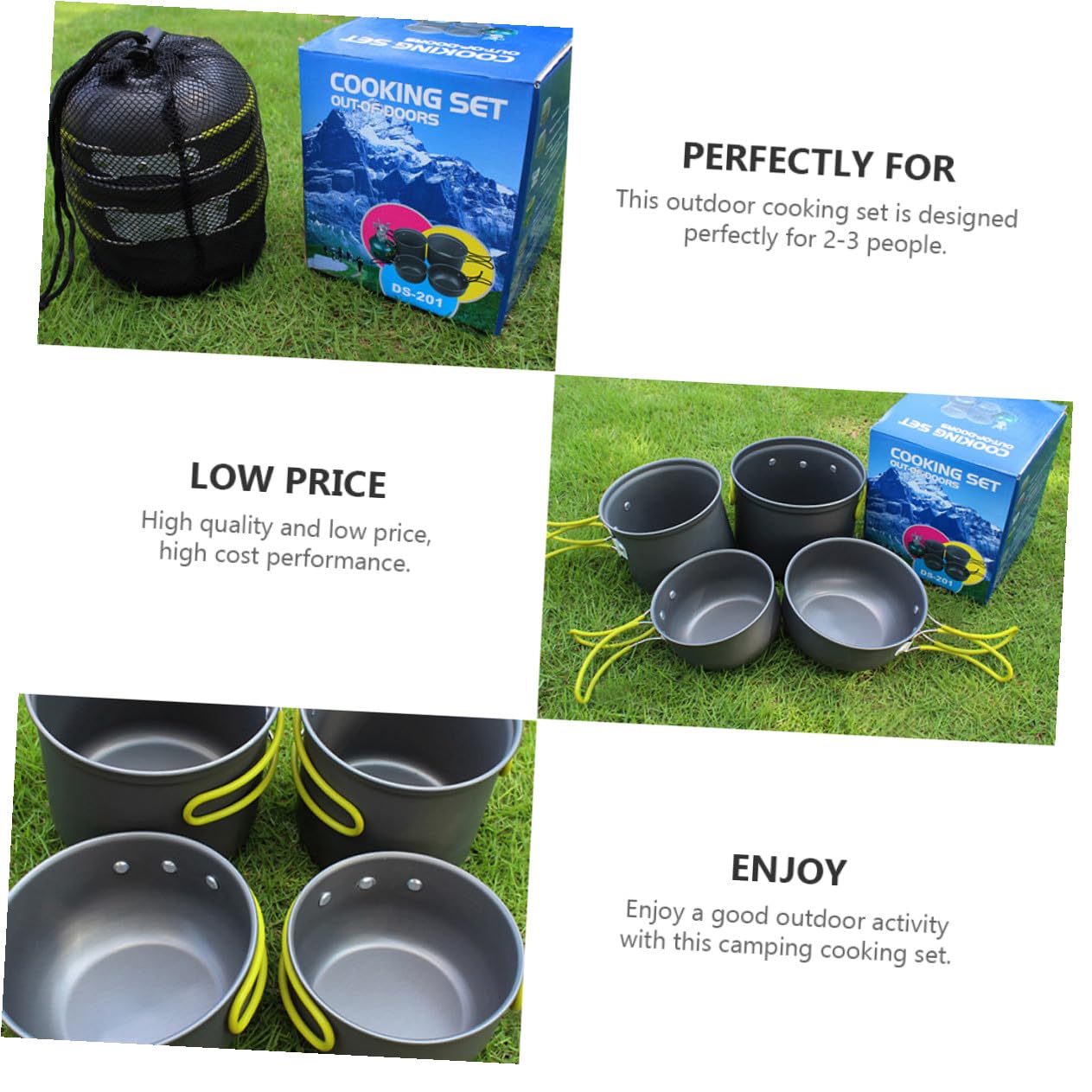 GALPADA Kit de Cocina para Acampar de Utensilios de Ollas Plegables Herramientas Portátiles para Camping para Picnic y Excursiones de Personas