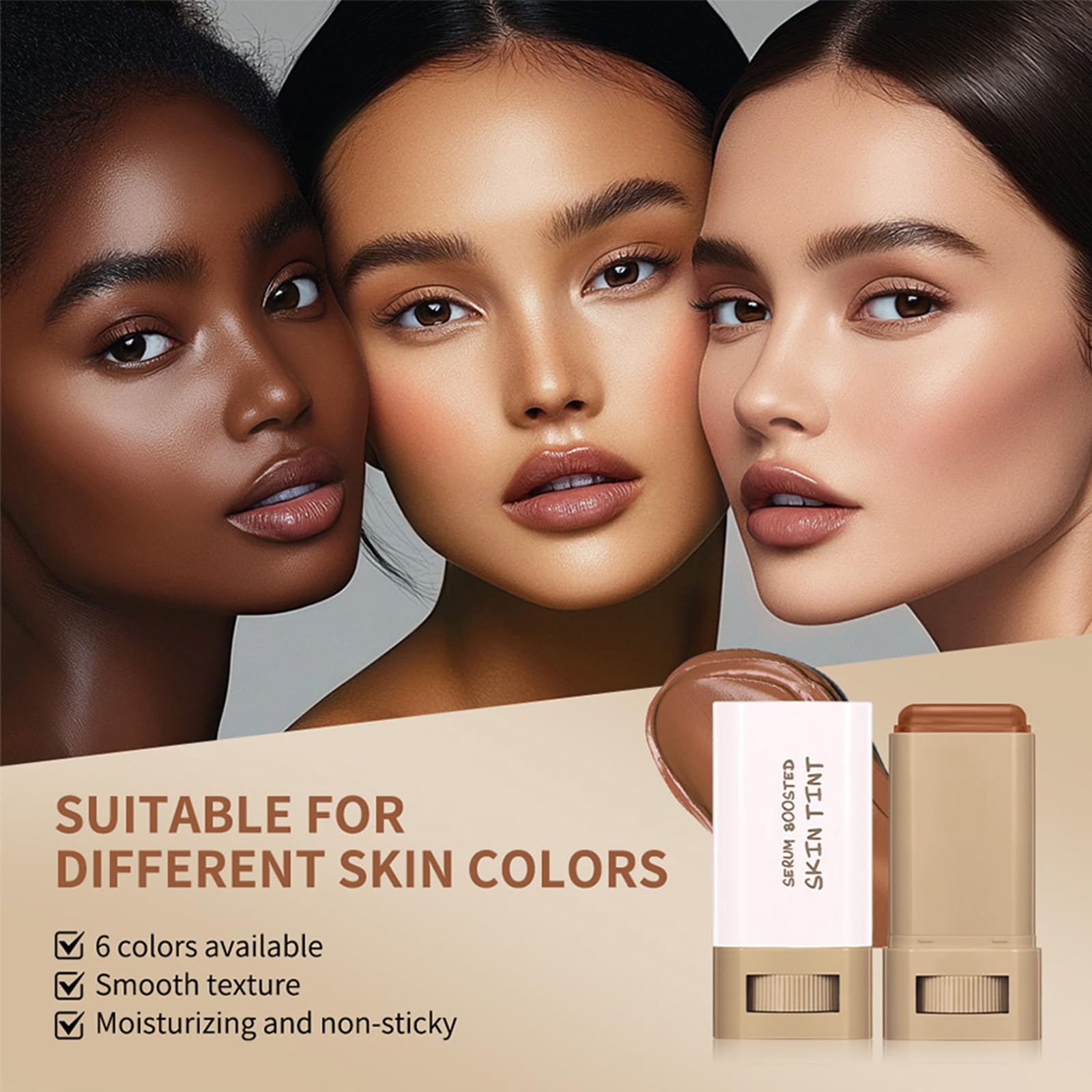 Tinted Moisturizer Stick, Beauty Balm Serum Boosted Skin Tint Concealer, Solid Serum for Boost Skin Tint - Image 2