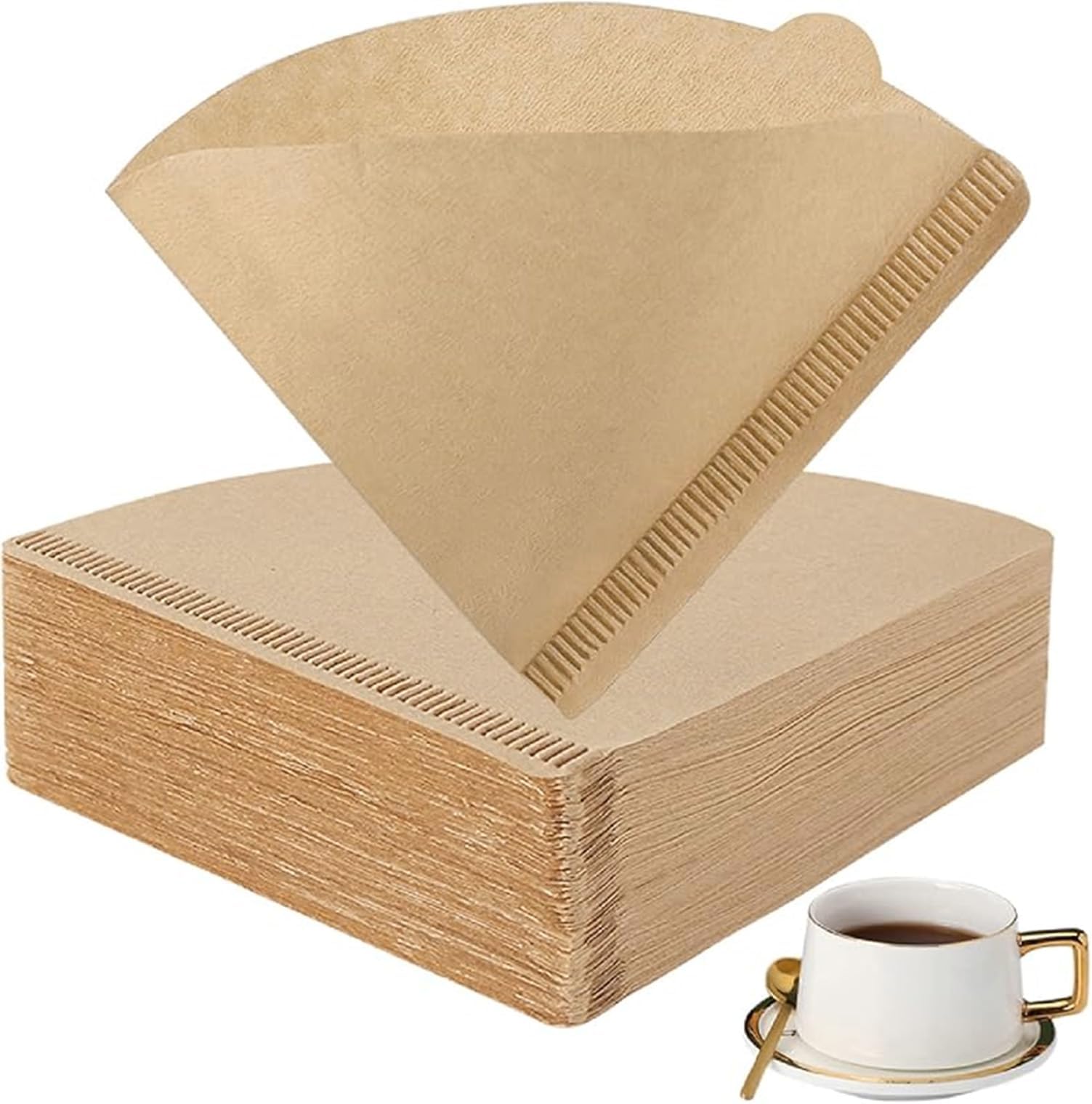 Cone Coffee Filters, 50 Count Unbleached Size 01, Disposable Natural Paper Filters 1-2 Cup for Pour Over and Drip Coffee Maker