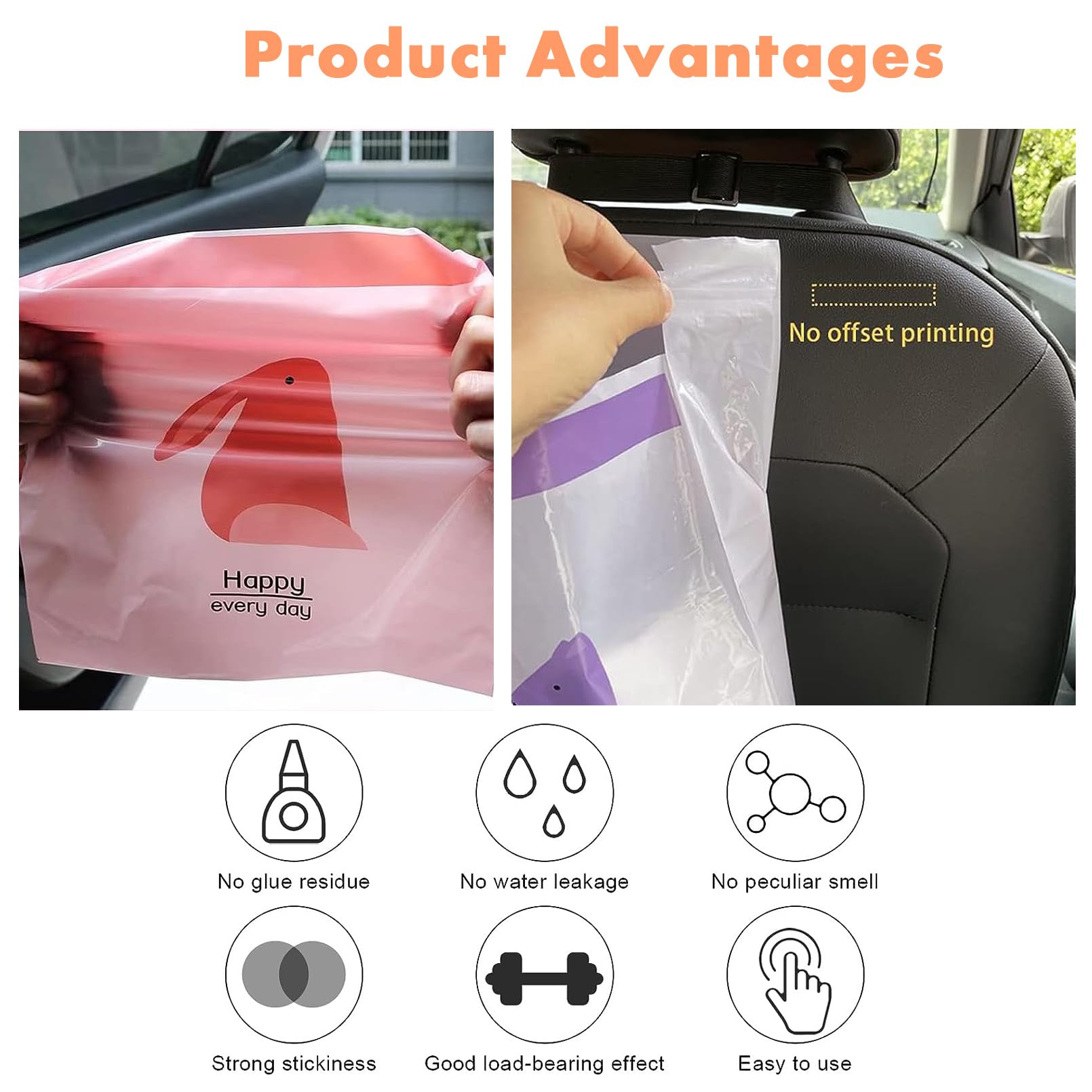 Sacchetti Spazzatura Auto Con Coulisse – 40 Pezzi – Autoadesivi – 23,9x30,5 Cm – Per Viaggi E Non Solo