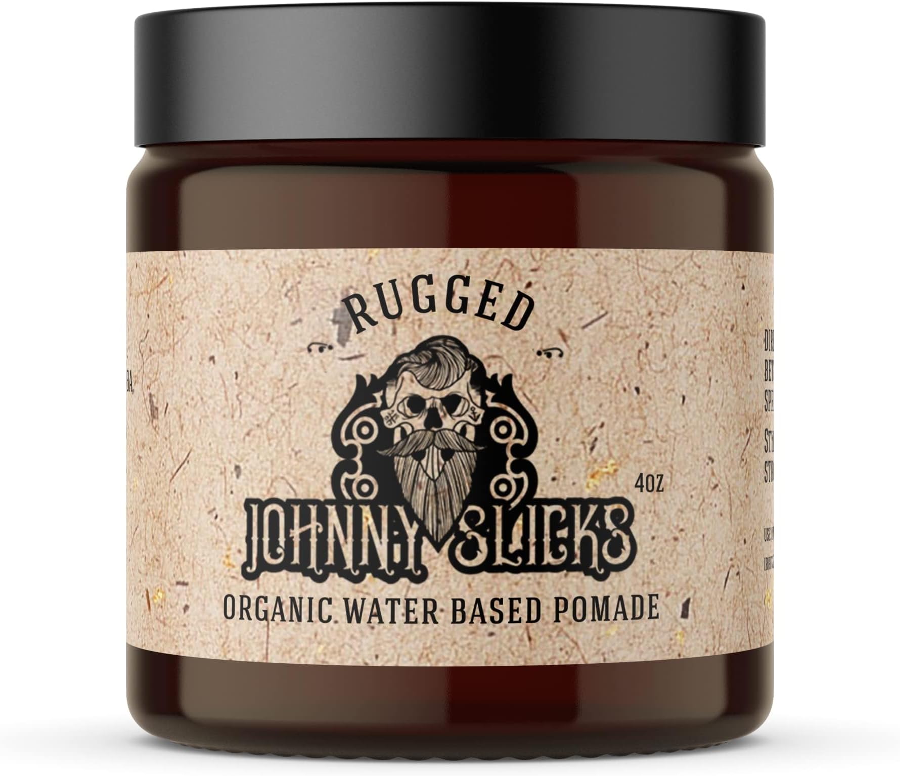 Water Based Pomade | Strong Hold, High Shine, All Organic Styling for Men | Promotes Healthy Hair Growth & Helps Hydrate Dry Skin (Rugged, 4 Ounce) US Made, Veteran Owned