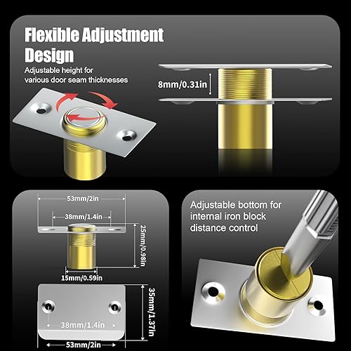 Miniatura 4 de Pestillo de puerta magnético mejorado, cierre magnético fuerte ajustable para la parte superior de la puerta, reemplazo para atrapamientos de bola,