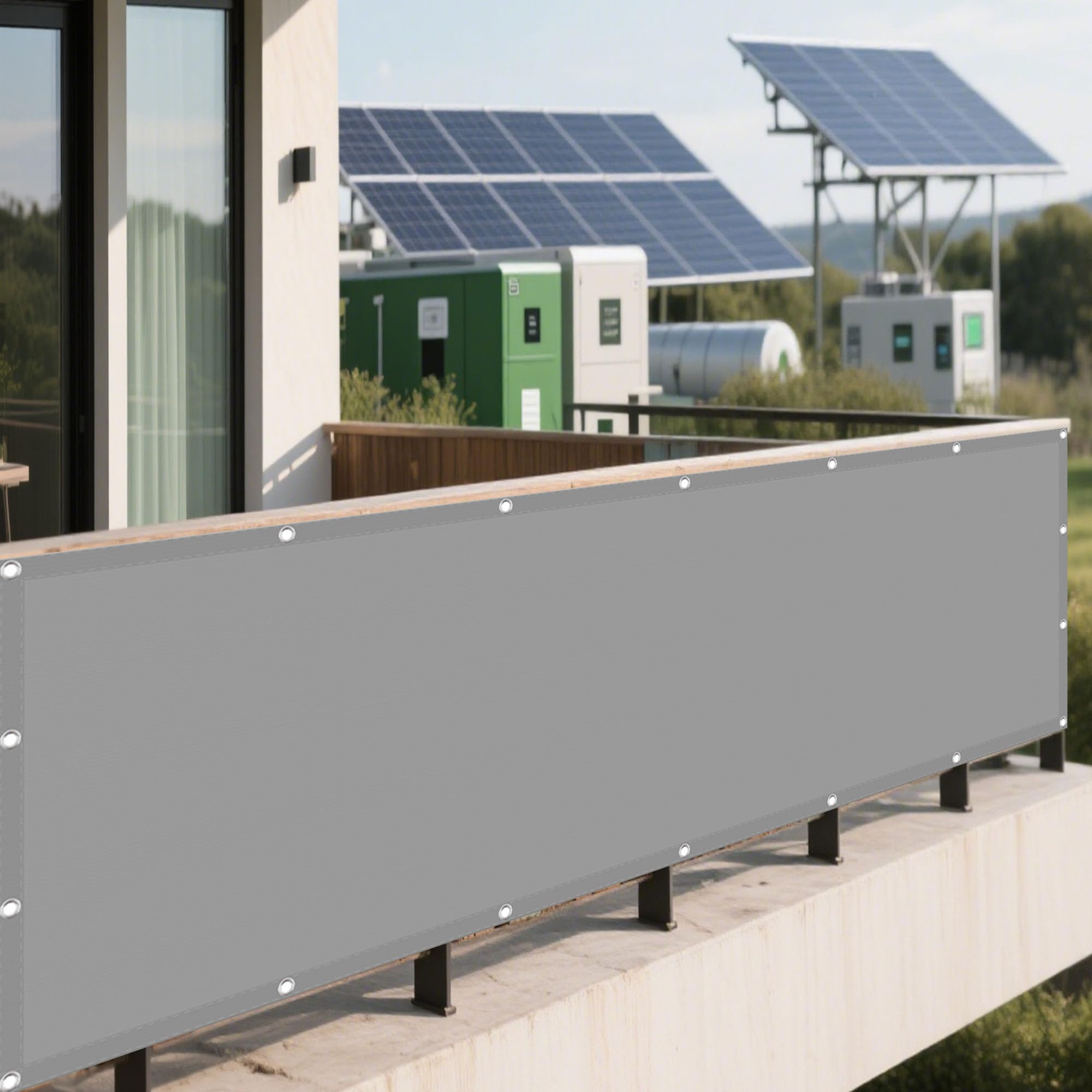 Voile d'ombrage rectangulaire contre la chaleur sur la terrasse