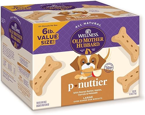 Old Mother Hubbard Classic P-Nuttier - Golosinas crujientes de mantequilla de maní para perros grandes naturales saludables golosinas de