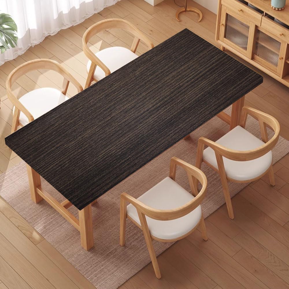 Wood Grain Table Cloth Cover Rectangle Fitted Tablecloth Dark Tablecloths with Elastic Edge Waterproof Cloths for Dining Party Picnic, for 96x30 Inch Rectangular Tables, Style 11
