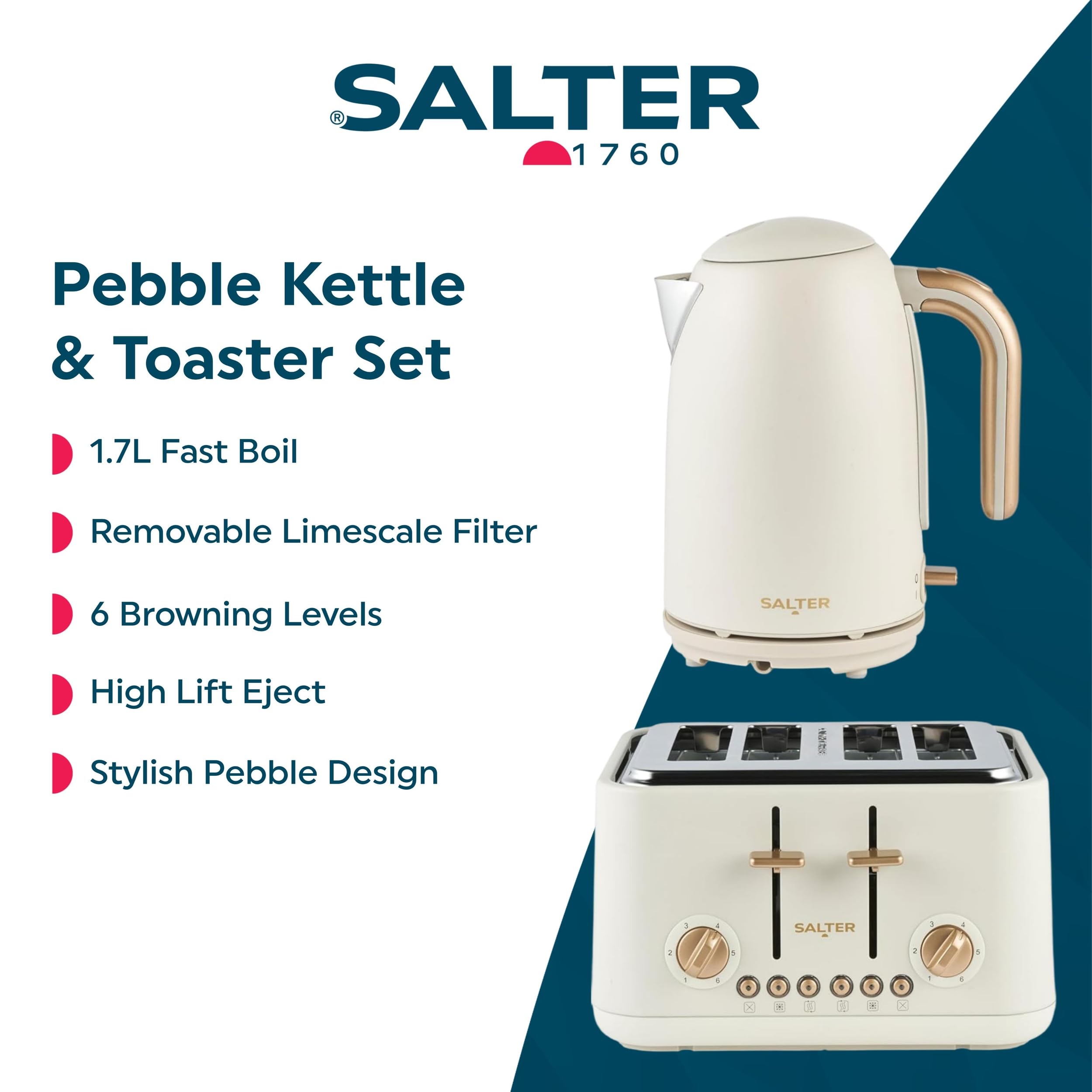Salter Stone Coloured Kettle And Toaster Salter Pebble Kettle And