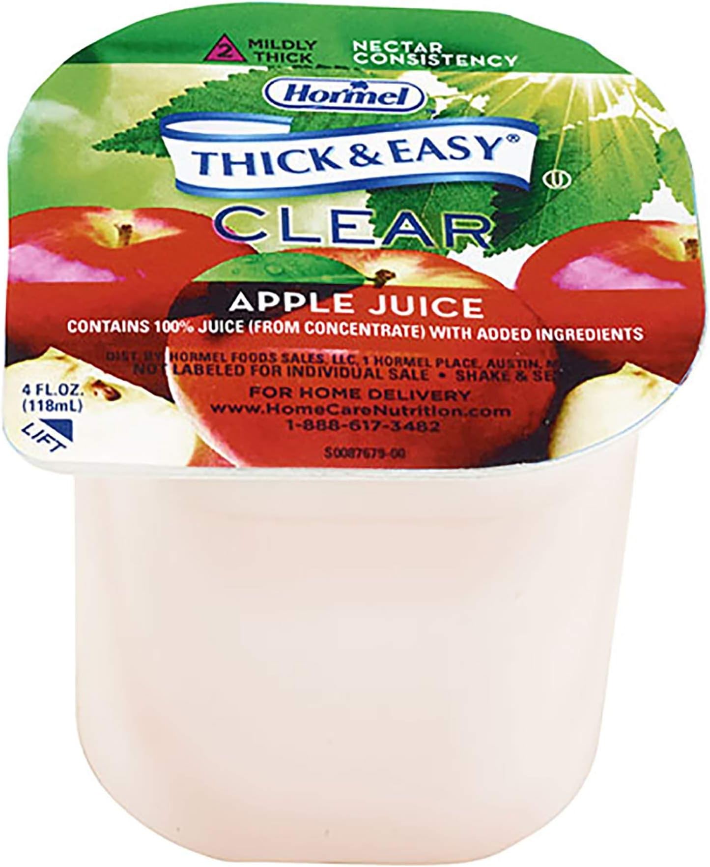 Physical Therapy Suppliers-19843 Thick & Easy Thickened Apple Juice, Clear thickener for Natural Apple Juice Appearance, Nectar Consistency, Pack of 24, 4 oz. Each