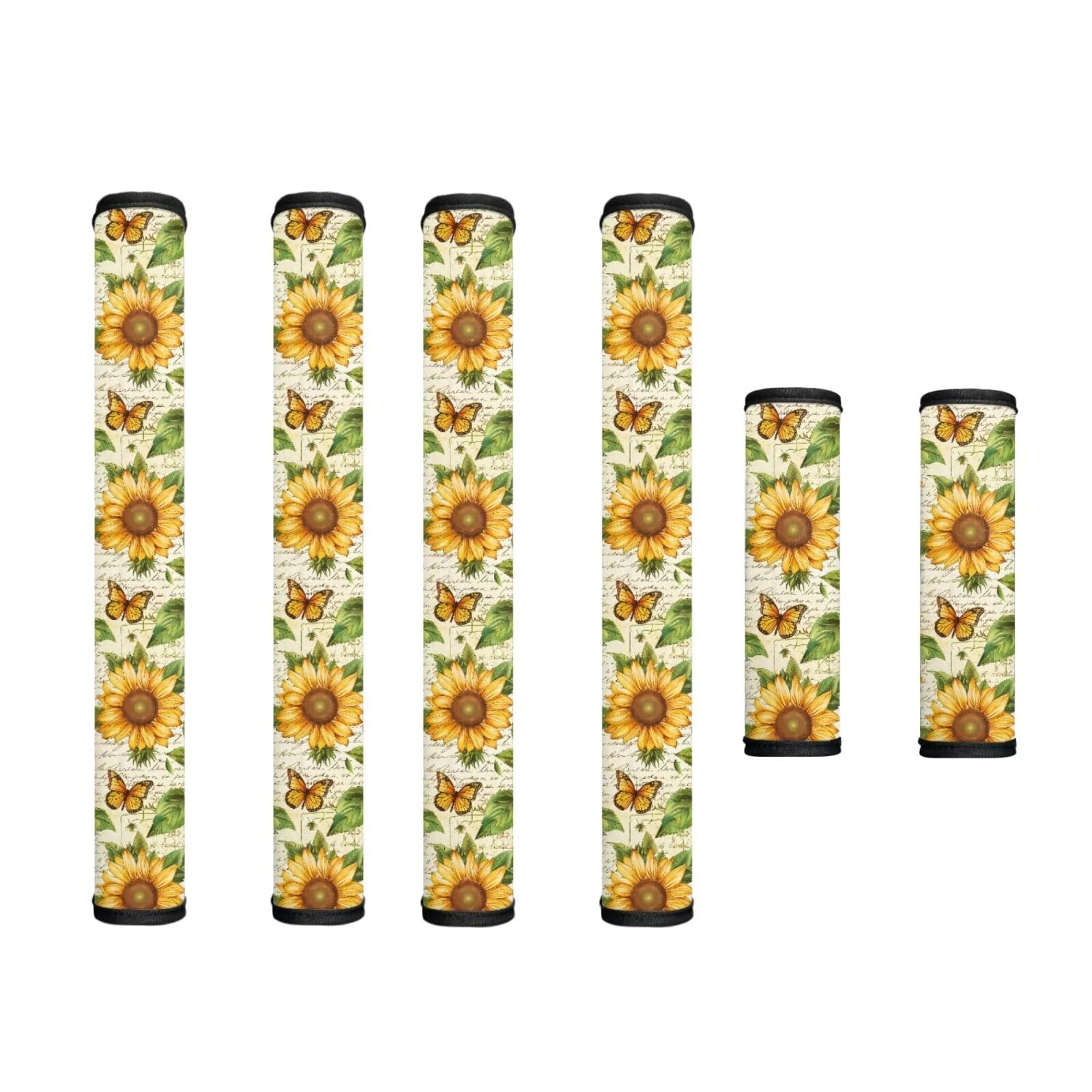 Fridge Microwave Door Handle Covers Set of 6 Electric Appliance Door Handles Protective Refrigerator Microwave Door Cloth Protector Kitchen Decor, Retro Butterfly Sunflower