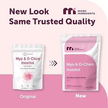 Micro Ingredients Myo-Inositol & D-Chiro Inositol Powder 1lb, 221 Servings | 40:1 Ideal Ratio Inositol Supplement for Women* | Support Hormonal Balance & Ovarian Health* | Non-GMO, Vegan, Filler-Free