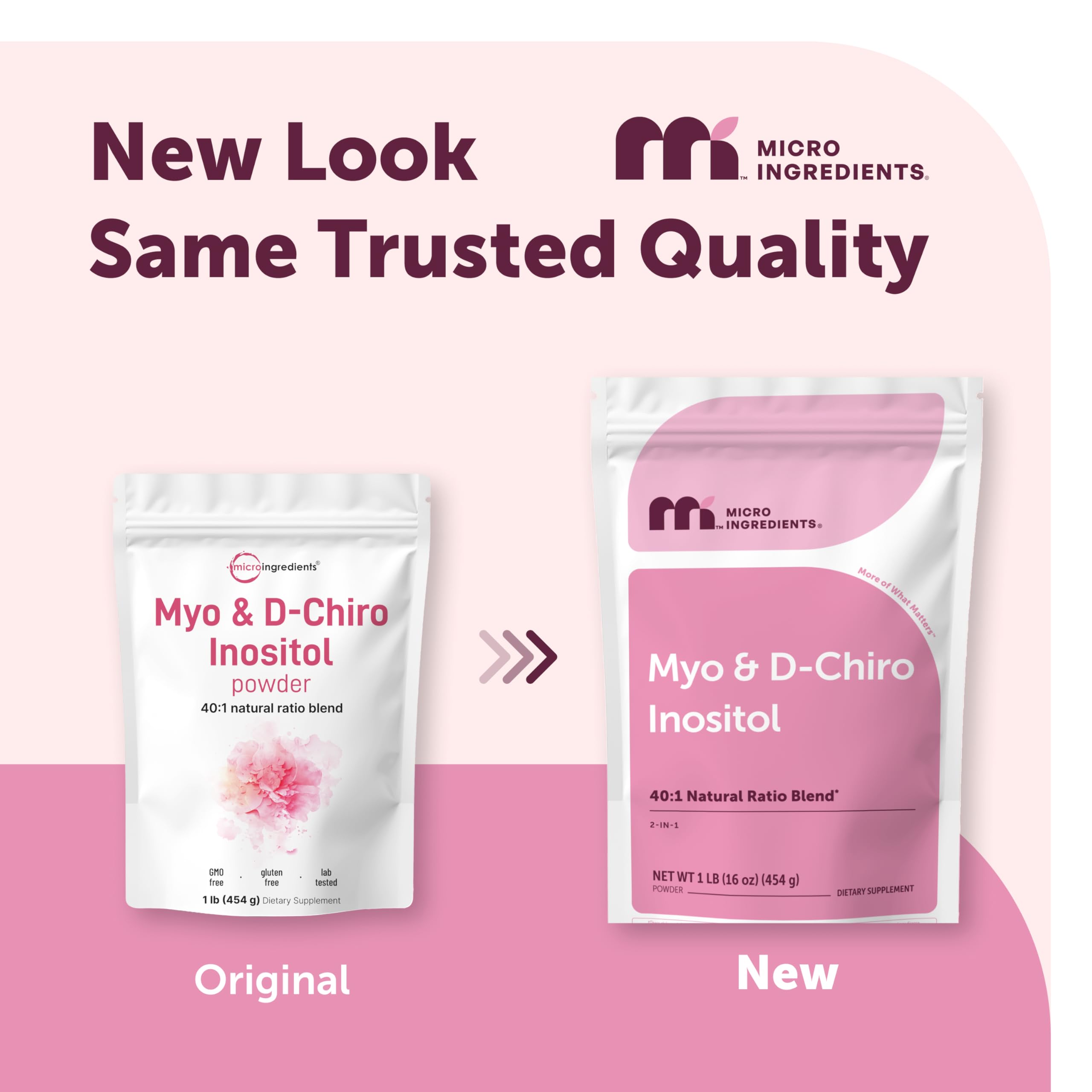 Micro Ingredients Myo-Inositol & D-Chiro Inositol Powder 1lb, 221 Servings | 40:1 Ideal Ratio Inositol Supplement for Women* | Support Hormonal Balance & Ovarian Health* | Non-GMO, Vegan, Filler-Free — Amazon image 2