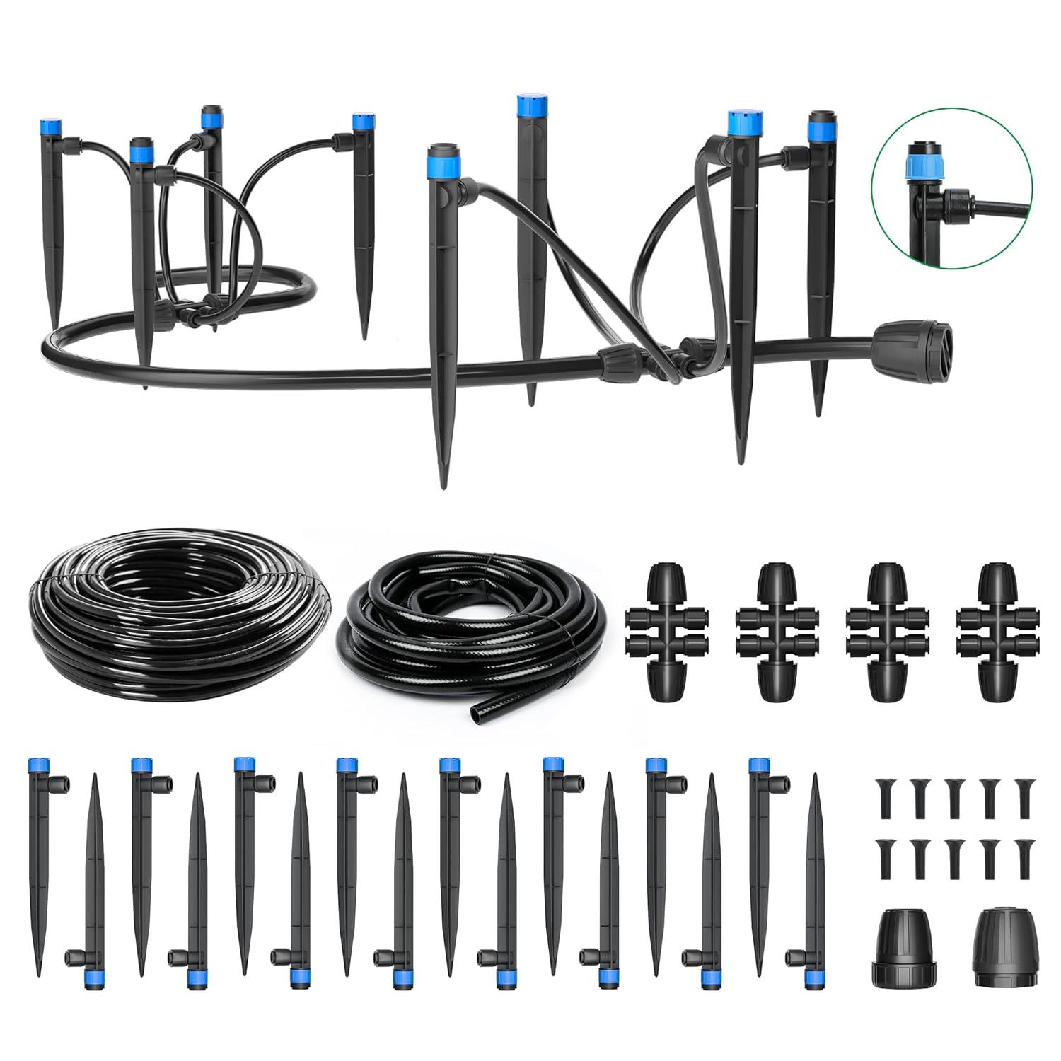 MIXC QuickConnect Drip Irrigation System, 95FT Garden Watering Systems, Drip Irrigation Kit
