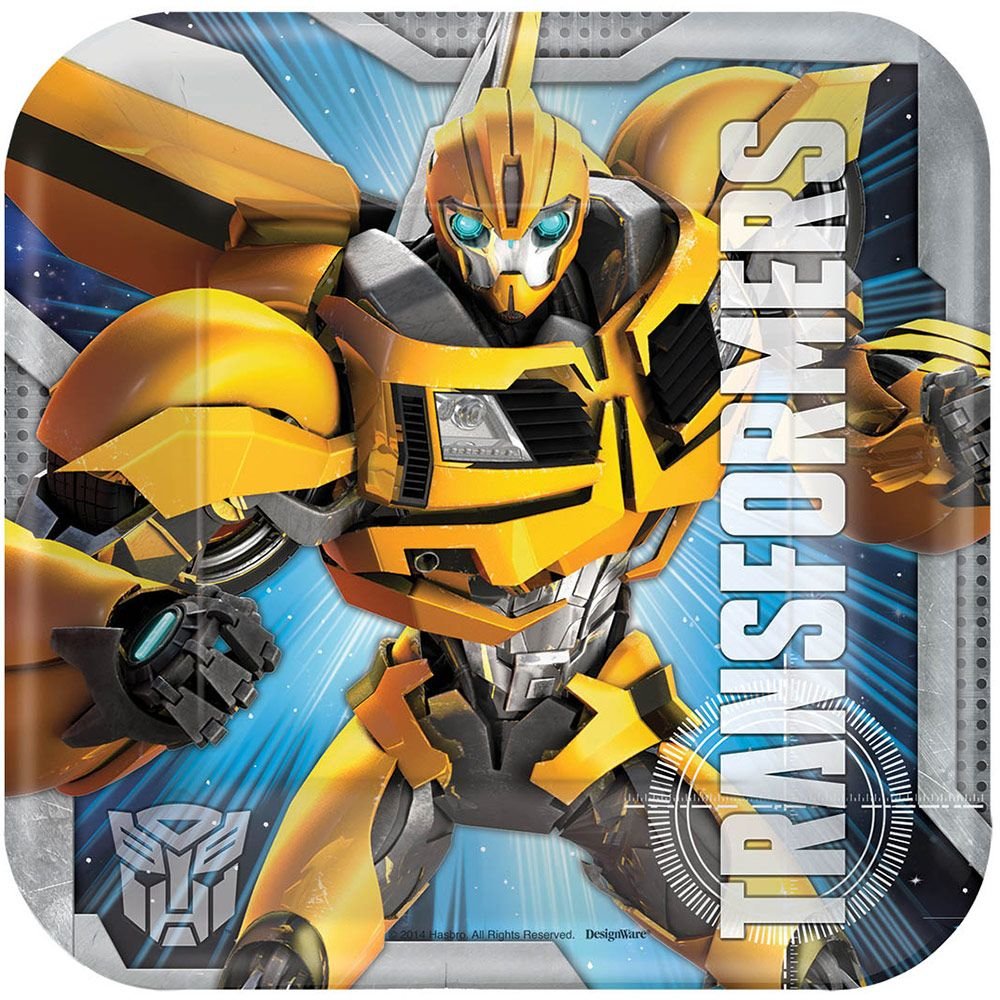 Amscan 541413 Transformers™ 7" Square Plates, 8 pcs, Party Favor
