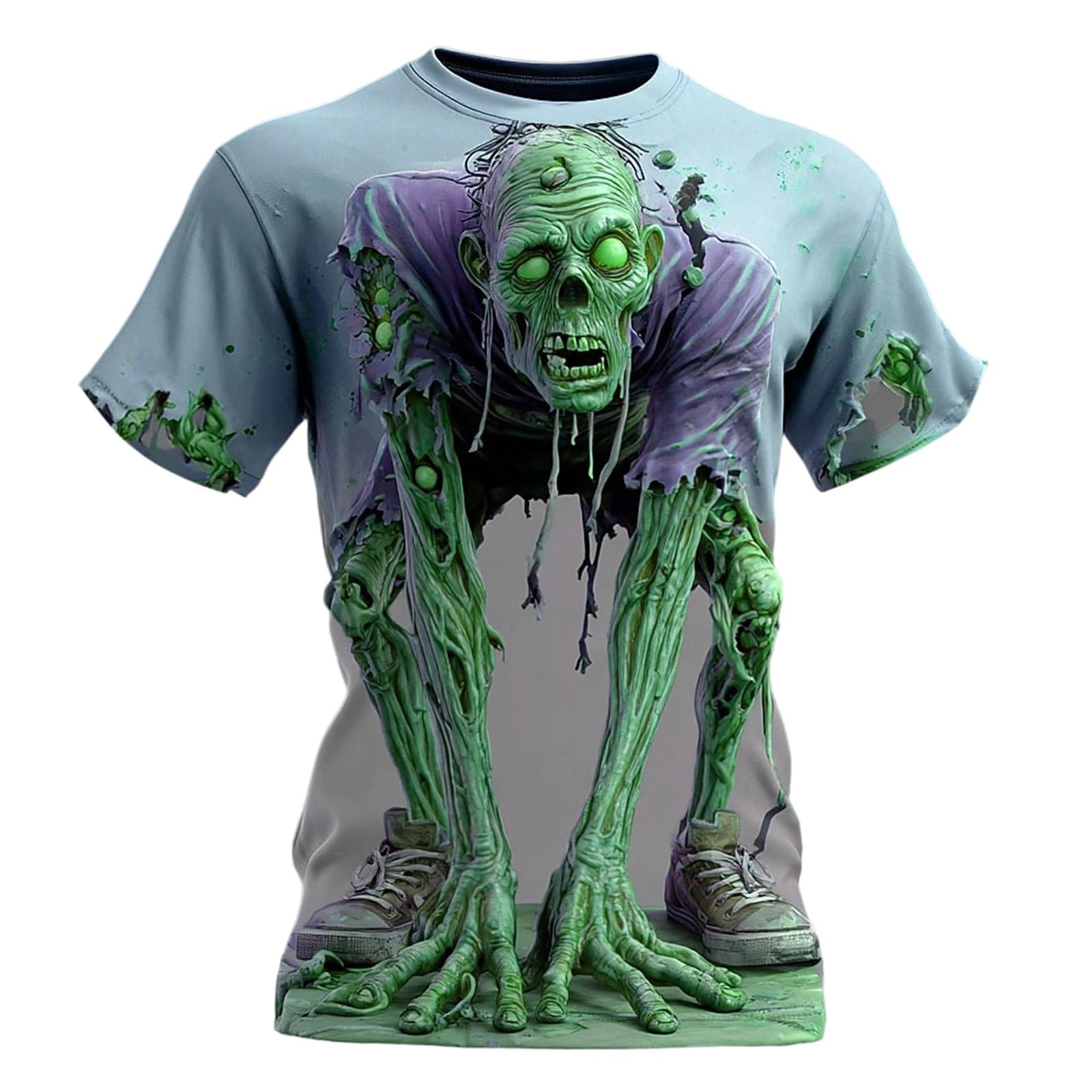 T-shirt Homme Halloween Zombie 3D – Col Rond, Coupe Décontractée, Style Rétro Hip Hop - 9