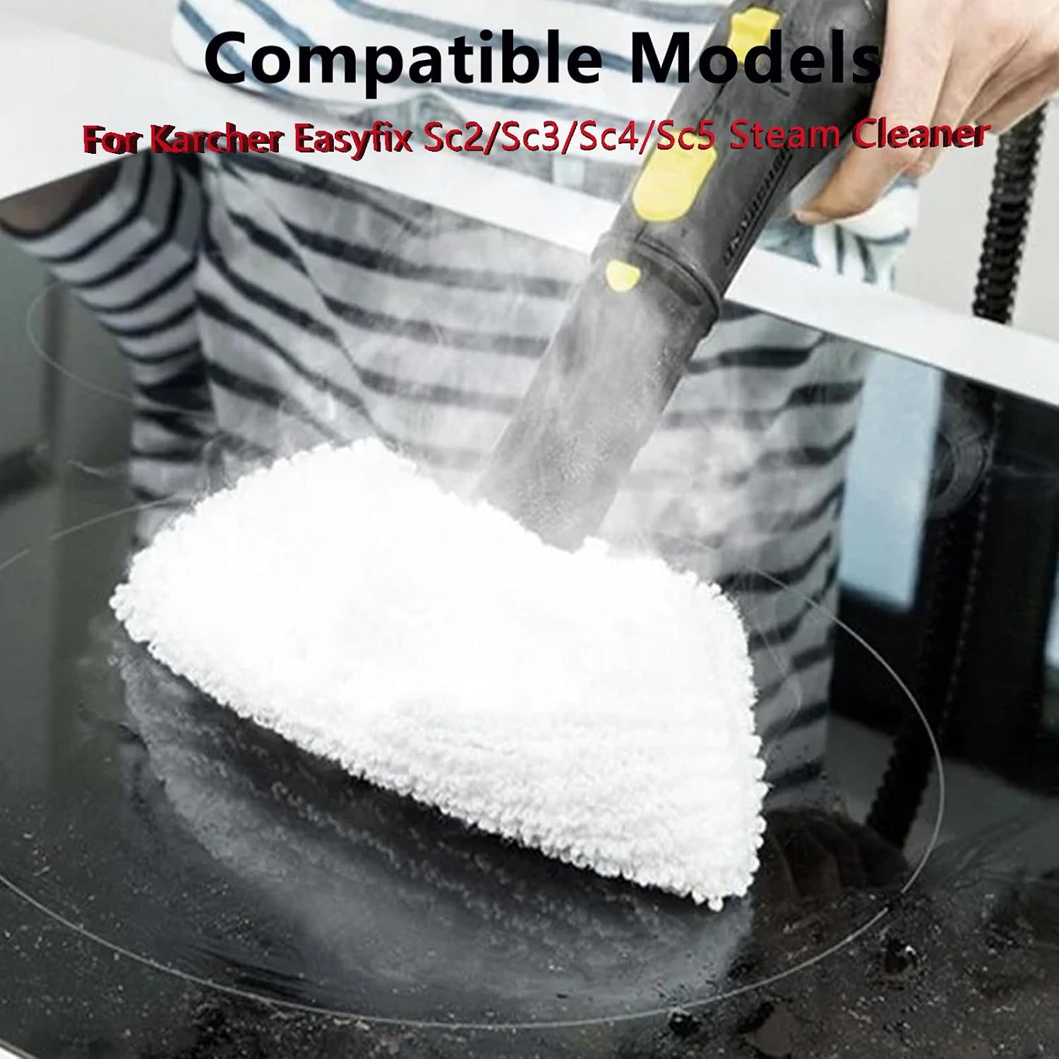 Chuancheng 13 PCS Microfiber Cleaning Mop Pads Accessories Kit for Karcher Easyfix SC2 SC3 SC4 SC5 Steam Cleaner Replacement Parts, 1 Steam Scraper Nozzle, 4 Mop Cloths, 4 Mop Pads, 4 Round Brushes