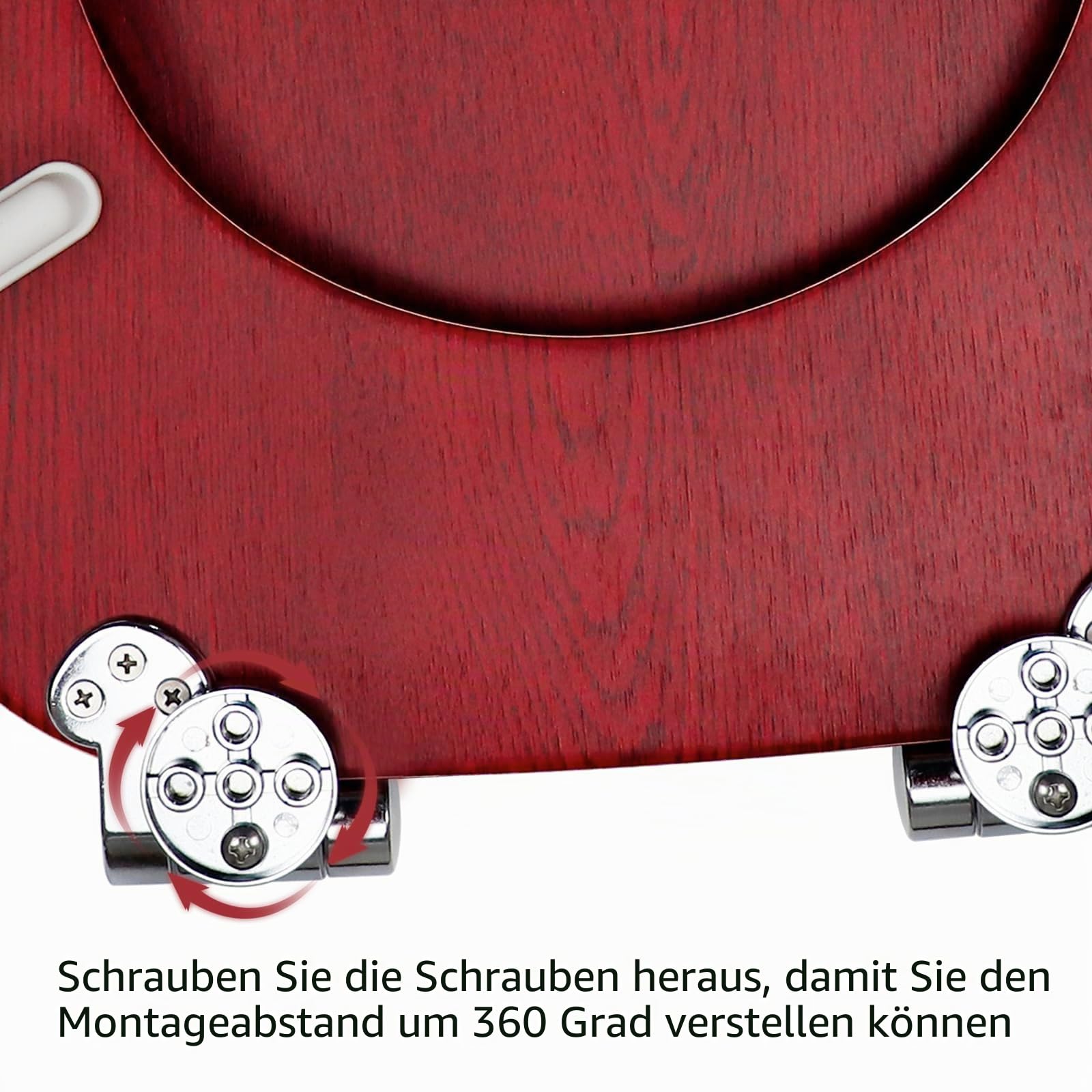 WC-Sitz aus rotem Eichenholz, mit Absenkautomatik, verstellbare massive Scharniere, MDF-Holz, ovale WC-Sitze (JH1-4-01)