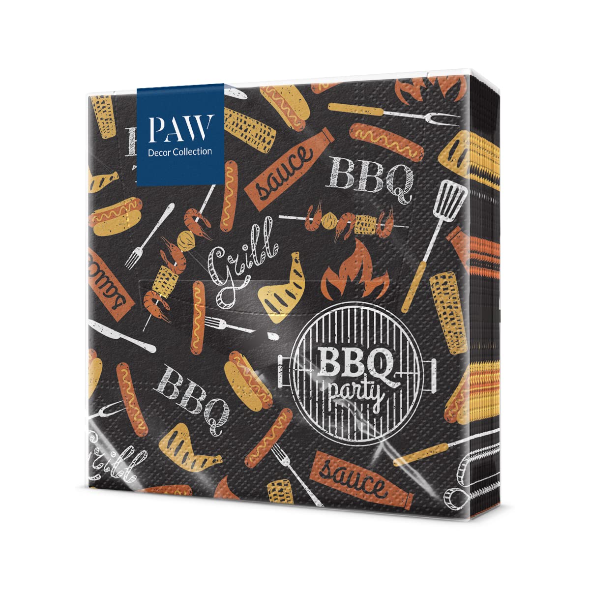 PAW 3 Ply Napkins. 33 x 33 cm Pack of 20. Printed with Water-Based Paints. Table Decoration. It's The time to Celebrate! Napkins