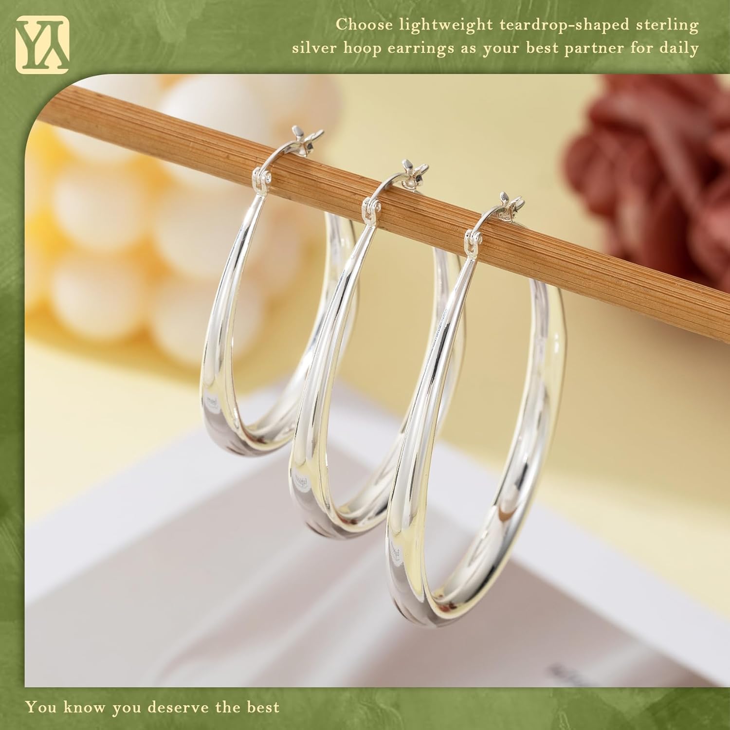 YOUNGYUE Gold Hoop Earrings for Women Hypoallergenic 14K Gold Plated Chunky Hoops Earrings Lightweight Oval Hoop Earring for Women 35/40/50mm - Image 6