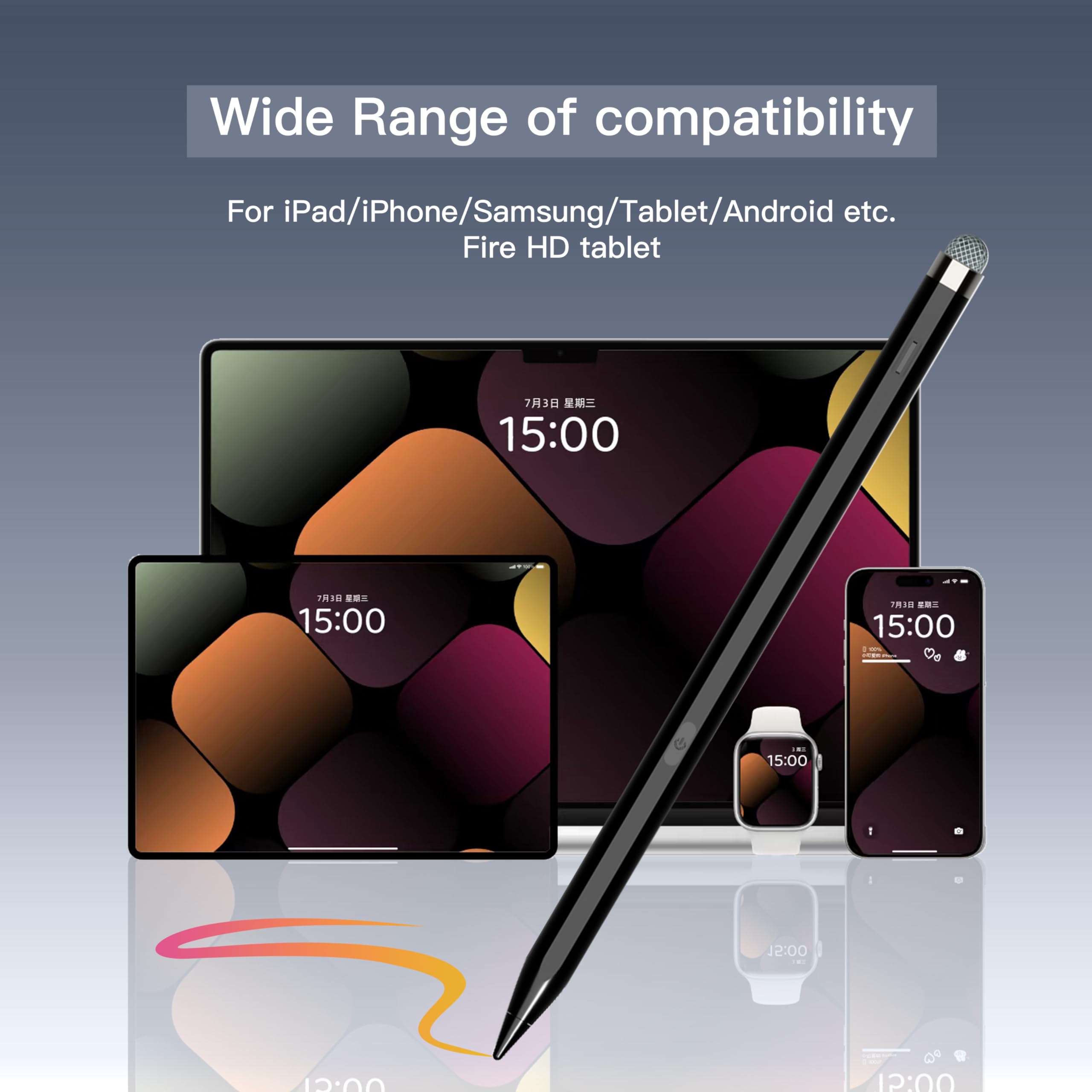 Lápiz capacitivo de doble punta para Samsung Galaxy Tab A9+ Android y iPad 10ª y 9ª tableta lápiz (negro)