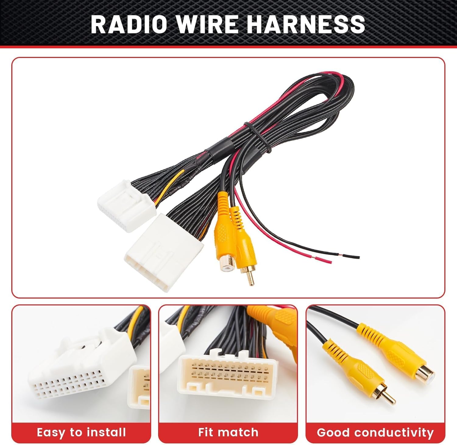 RED WOLF 24-Pin Reverse Camera T-Harness w/12V to 6V Converter for Aftermarket Stereo Retain Factory OEM Reverse Camera for 2014-2019 Toyota 4Runner Tacoma Highlander Sienna