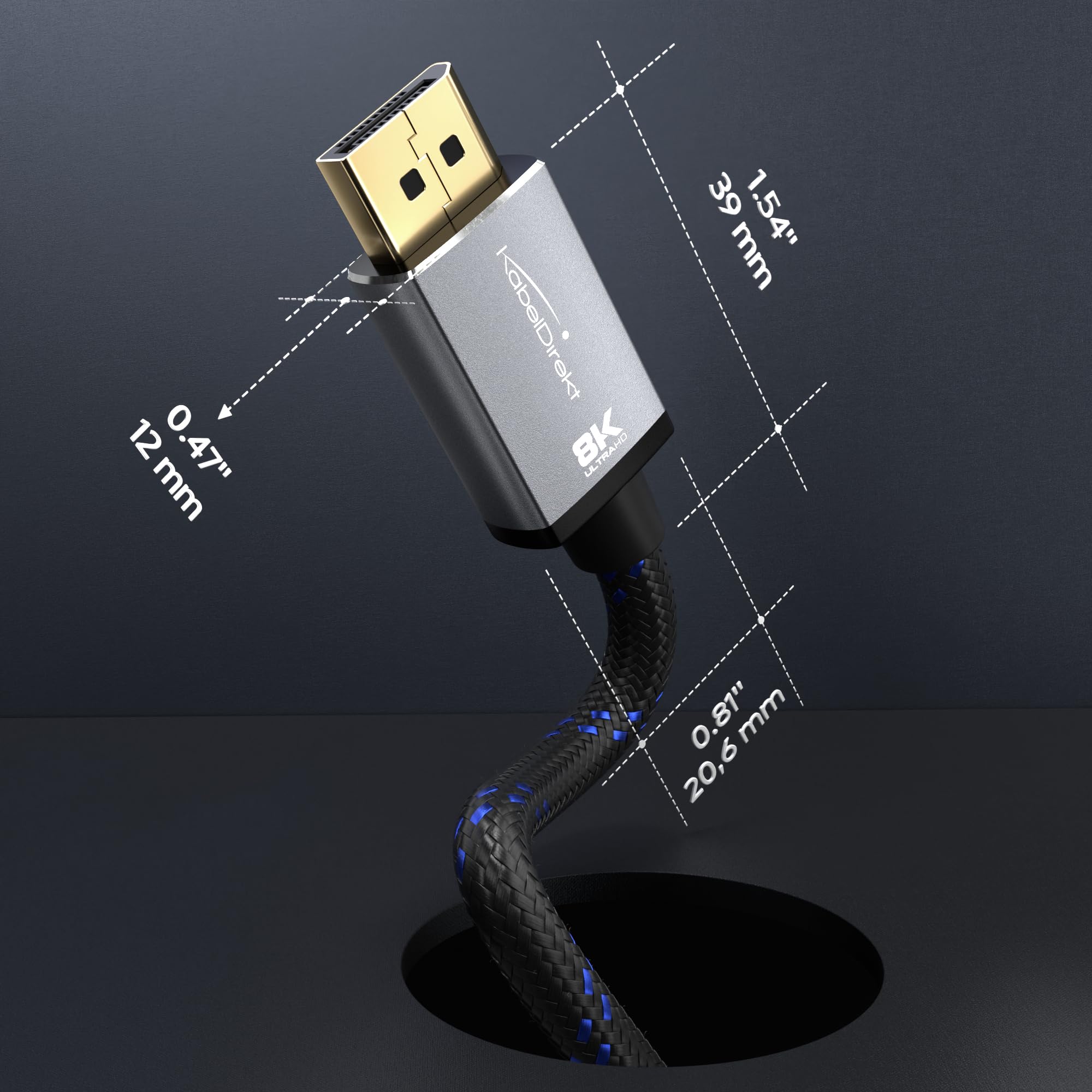 KabelDirekt – Kabel DisplayPort 8K / 60Hz 1.4 – 2m | Nasz precyzyjnie zaprojektowany kabel DP pasuje do wszystkich kart graficznych, wyświetlaczy, monitorów do gier