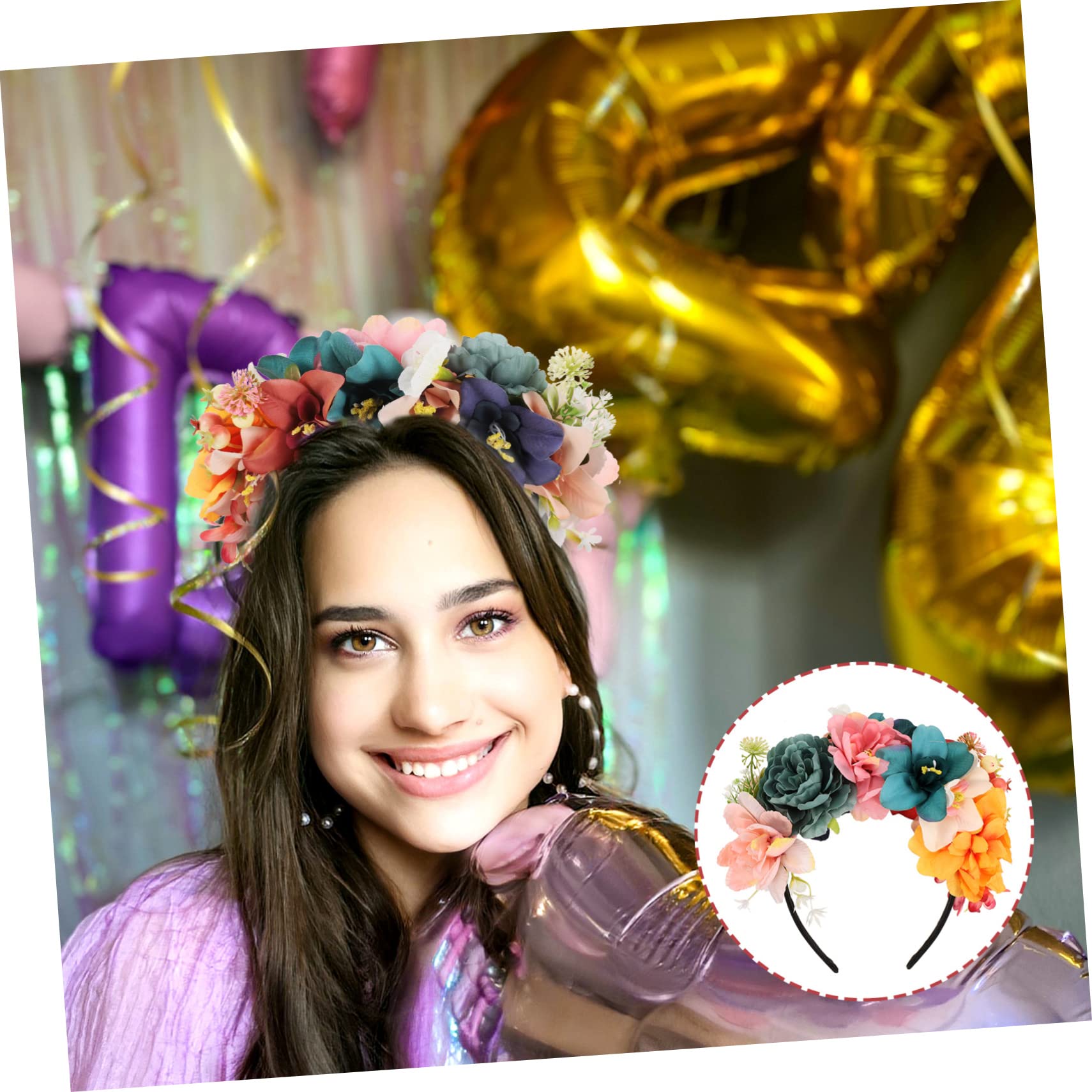 VICASKY 5stücke Braut Blumenkranz Haarschmuck Mit Verstellbarem Band Künstliche Blumenkrone Für Hochzeiten Partys Festivals Und Fotoshootings Elegantes Haarband Für Damen