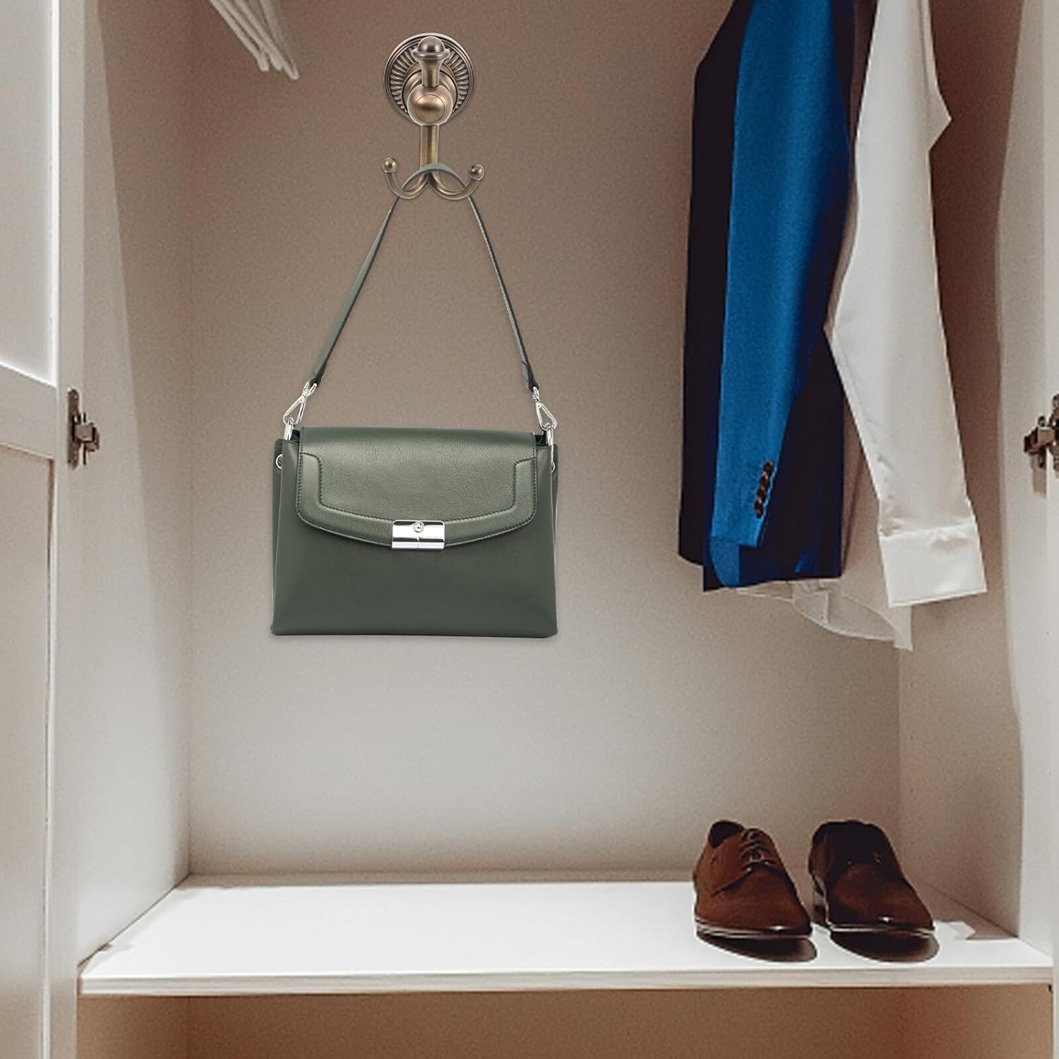 Vintage Wall Mounted Coat Hooks Double Towel and Hat Rack Rustic Metal Bathroom and Kitchen Hanging Organizer for Door Bedroom Storage