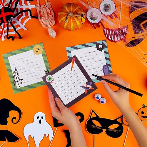 Miniatura 7 de Yexiya 120 notas adhesivas de Halloween con diseño de calabaza, extraño y espeluznante, autoadhesivas, divertidas notas adhesivas, marcadores de