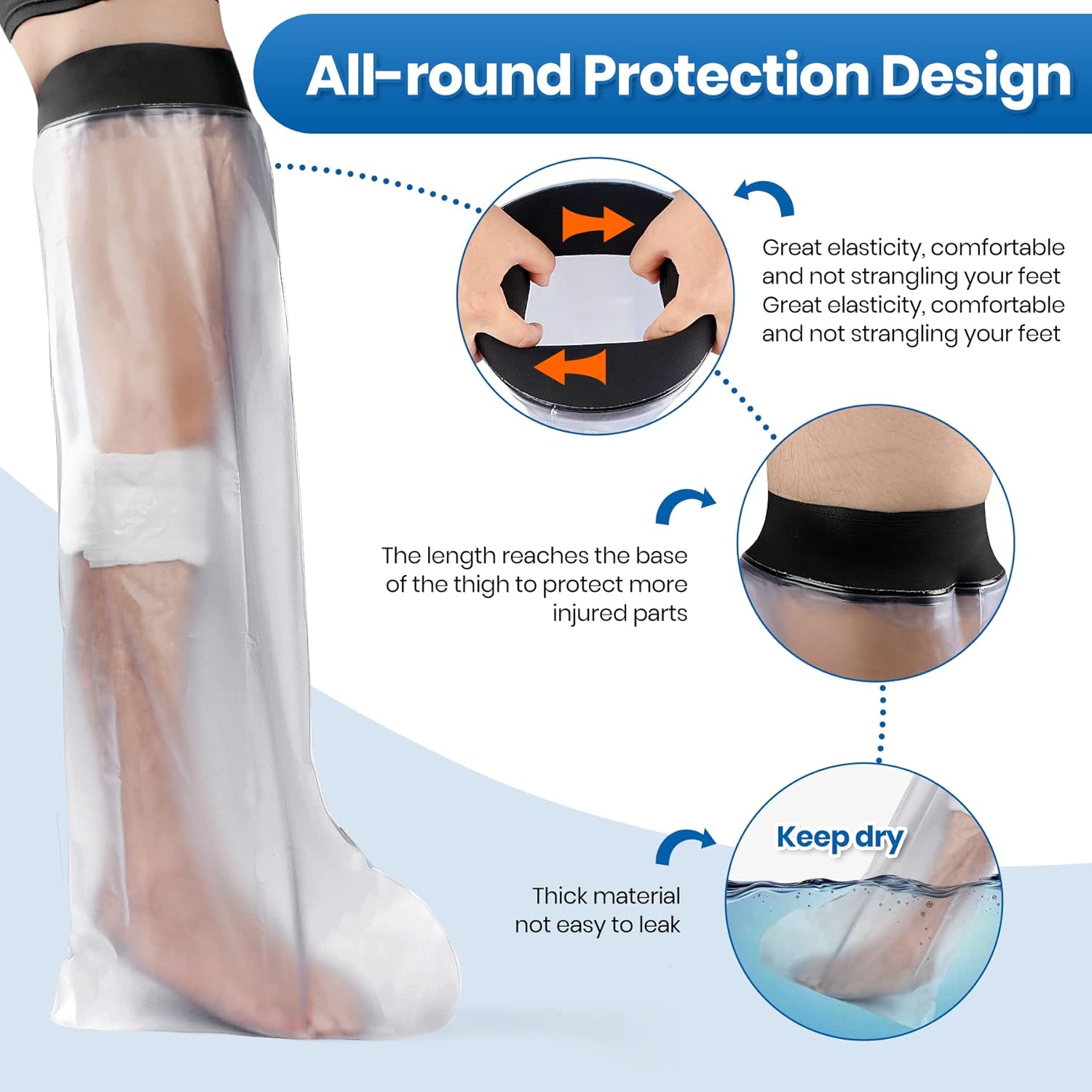B013 Cast Covers for Shower Leg, Extra Long and Regular Long Leg Cast Cover for Shower Adult, Reusable Cast Protector with Watertight Seal, Keeps Cast and Bandage Dry for Shower Adult : Health & Household