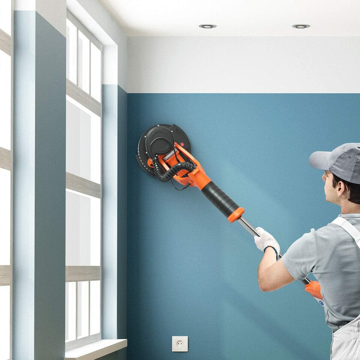 Electric Drywall Sander 750W Adjustable Variable Speed W/Vacuum & Light