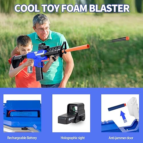 Miniatura 5 de Pistola de juguete para rifle de francotirador automático para pistolas Nerf - 3 modos de explosión eléctrica de juguete de espuma con 120 dardos, 2