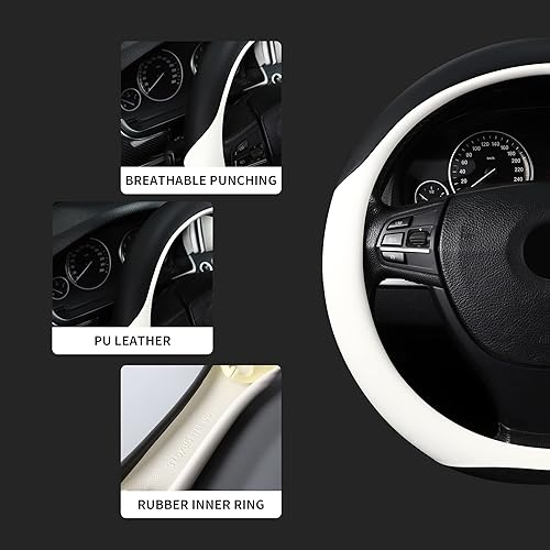 Miniatura 10 de Funda de cuero de microfibra de 15 pulgadas, ajuste universal, elástica, antideslizante, transpirable e inodora, color negro y plateado