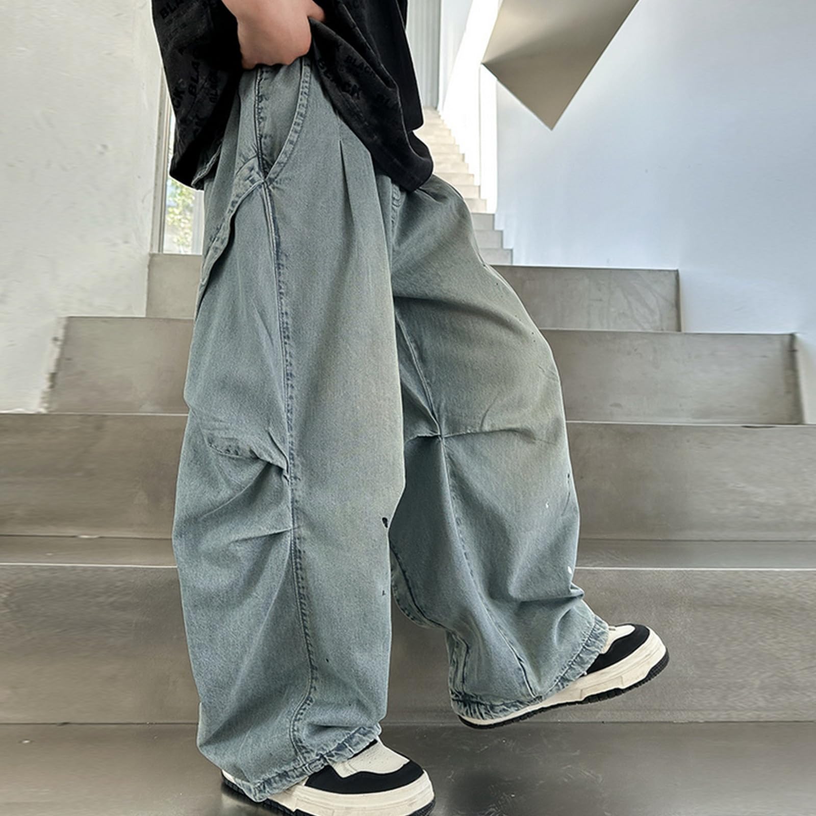 Genérico Jeans Niños - Pantalones Vaqueros Informales para Niños De Corte Holgado Cómodos con Cintura Elástica para Jugar Y para El Día A Día Suave Y Resistente con Un Diseño Moda Jeans