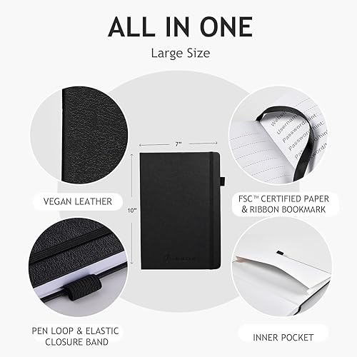 Miniatura 5 de JUBTIC Libro de contraseñas con pestañas alfabéticas individuales, 7 x 10 pulgadas, libro de contraseñas de Internet para personas mayores, cuaderno