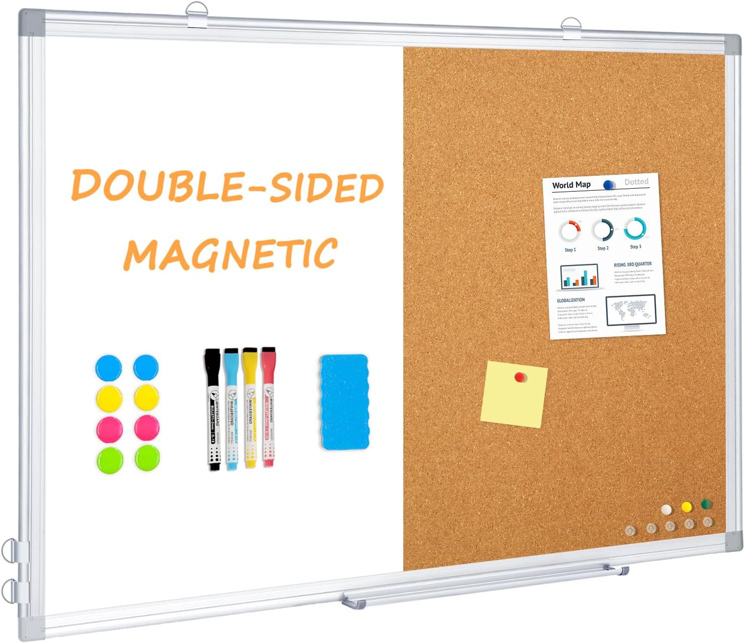 Amazon.com : DOLLAR BOSS Magnetic Dry Erase Board and Cork Bulletin ...