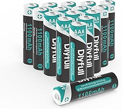 Dlyfull 16Pcs AAA Rechargeable Batteries 1100mAh 1.2V Ni-MH Batteries Low Self Discharge No Memory Effect AAA Rechargeable Battery