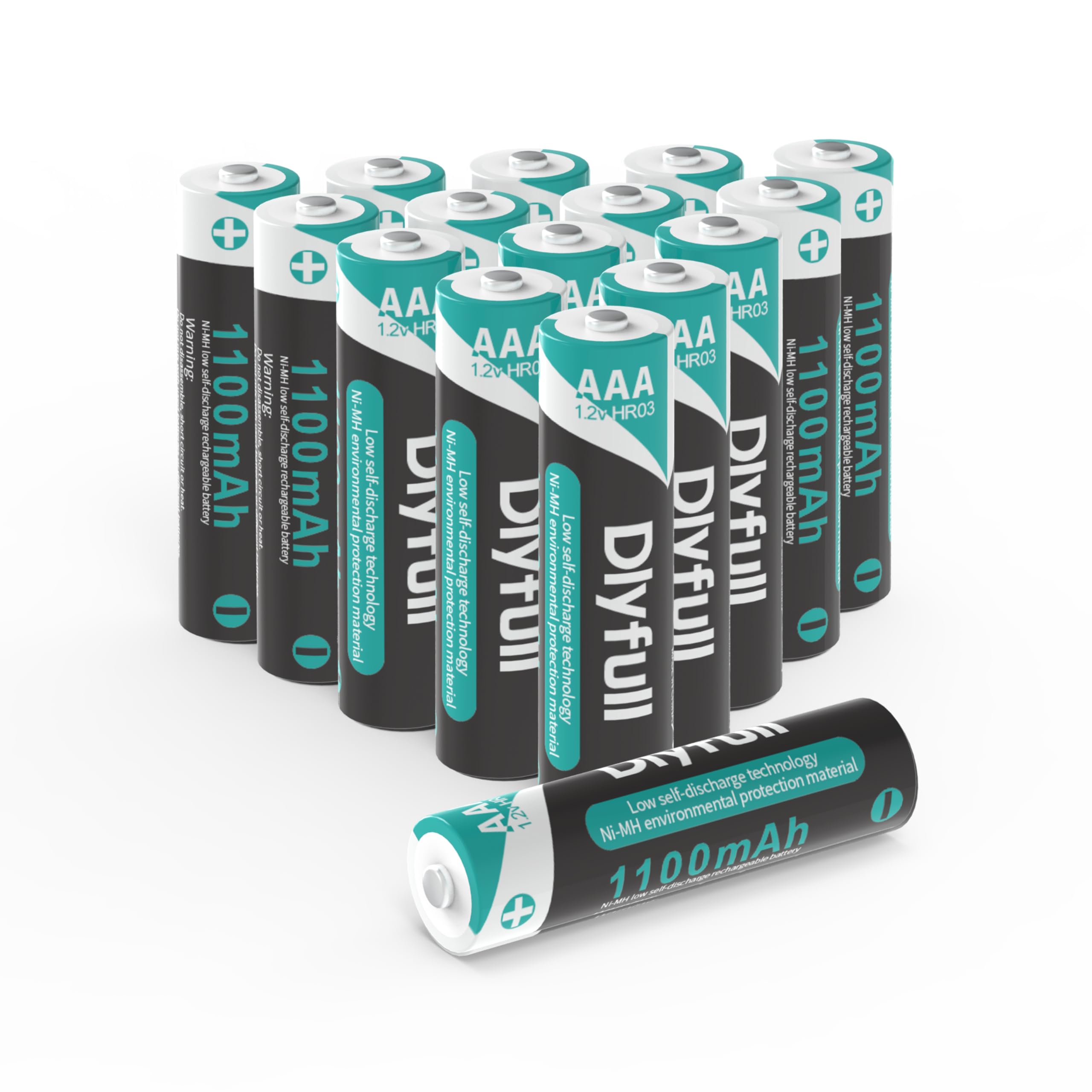 Dlyfull 16Pcs AAA Rechargeable Batteries 1100mAh 1.2V Ni-MH Batteries Low Self Discharge No Memory Effect AAA Rechargeable Battery