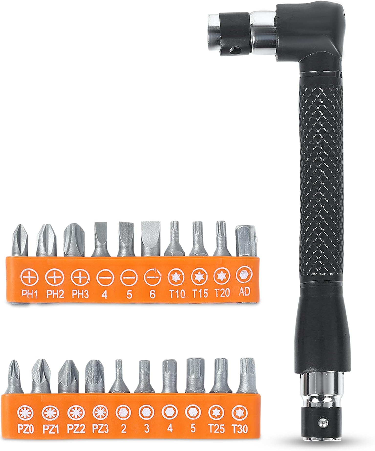 GLUN® L-Shape 1/4 Inch Hex Socket Wrench Screwdriver and Bit Set Double Head with 20 Steel Screwdriver Bits,