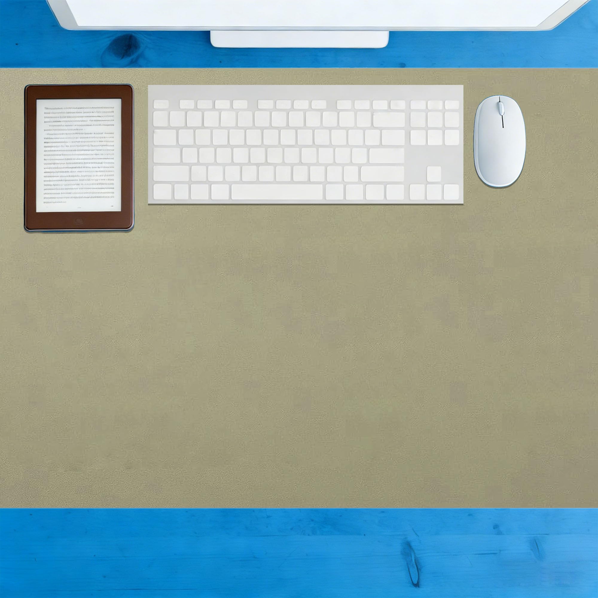 Leather Desk Mat 84 x 110 cm Non Slip Waterproof Desk Writing Pad Spill Resistant Durable Design for Office Home Decor, Green